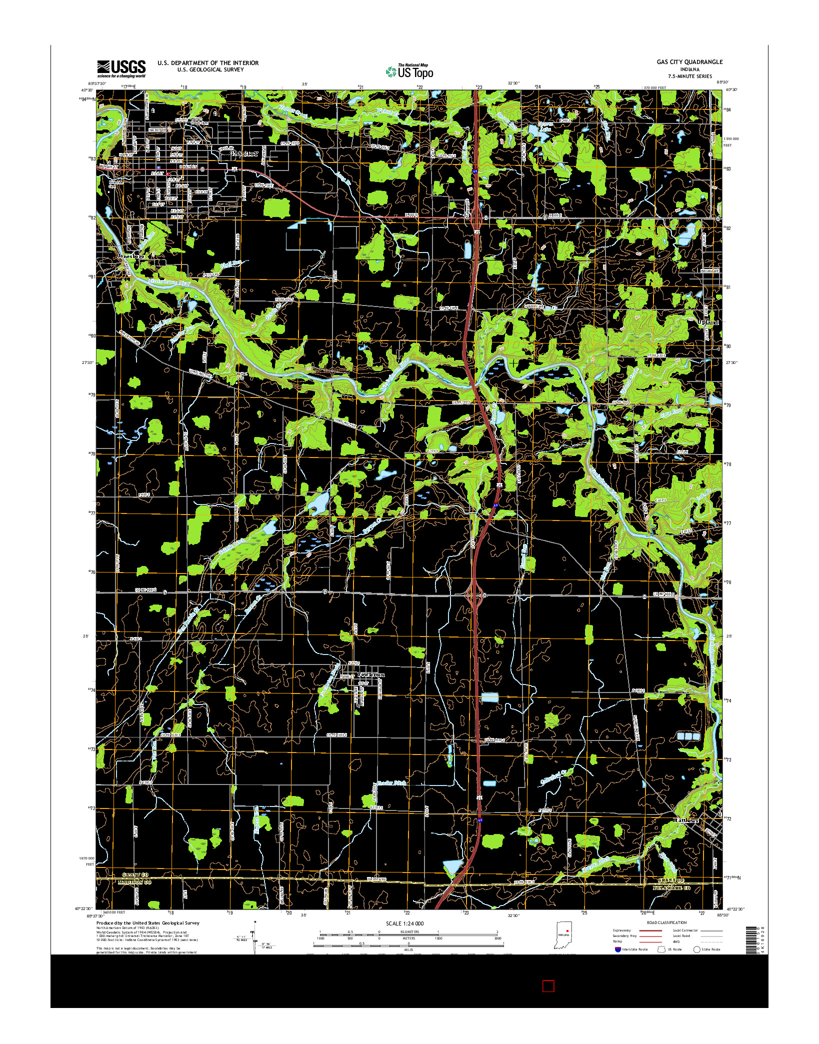 USGS US TOPO 7.5-MINUTE MAP FOR GAS CITY, IN 2016