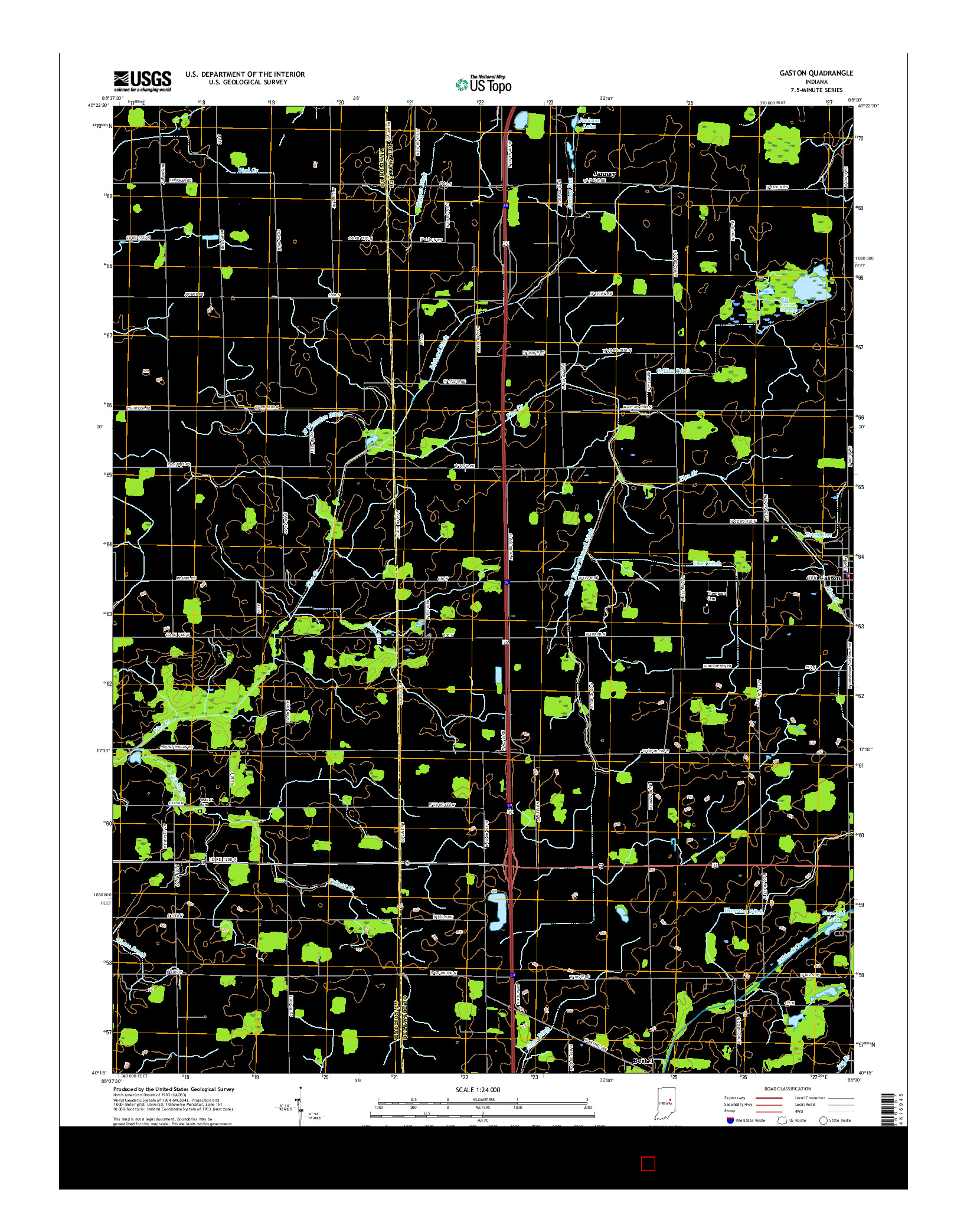 USGS US TOPO 7.5-MINUTE MAP FOR GASTON, IN 2016