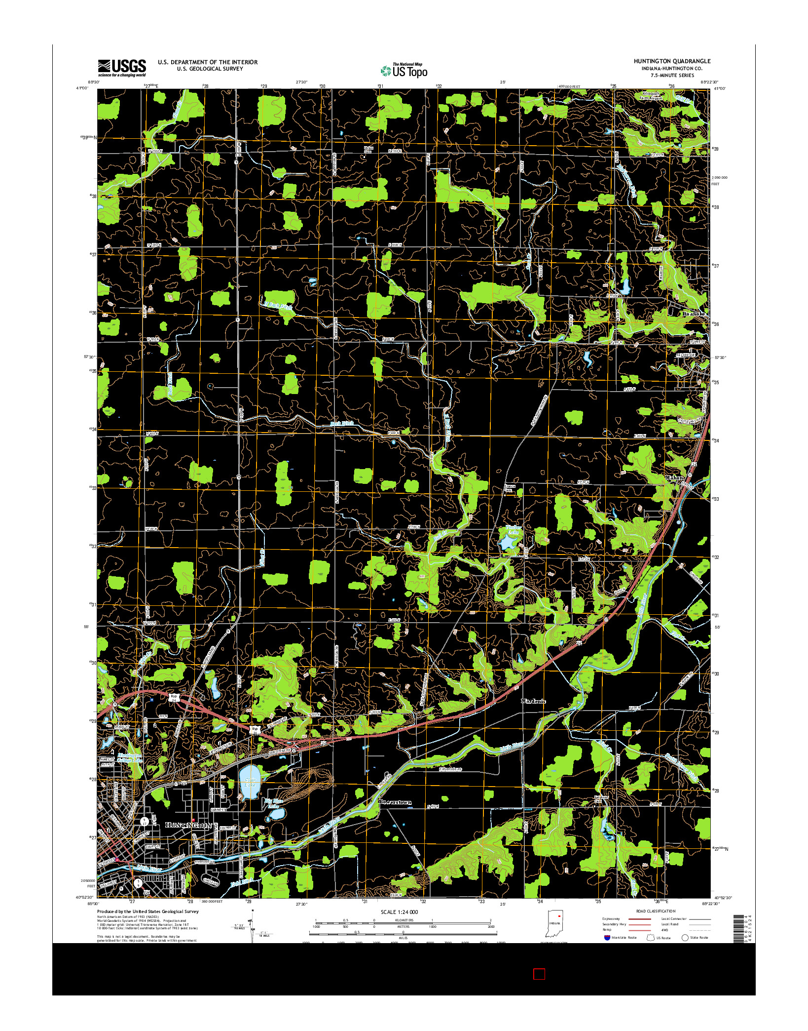 USGS US TOPO 7.5-MINUTE MAP FOR HUNTINGTON, IN 2016