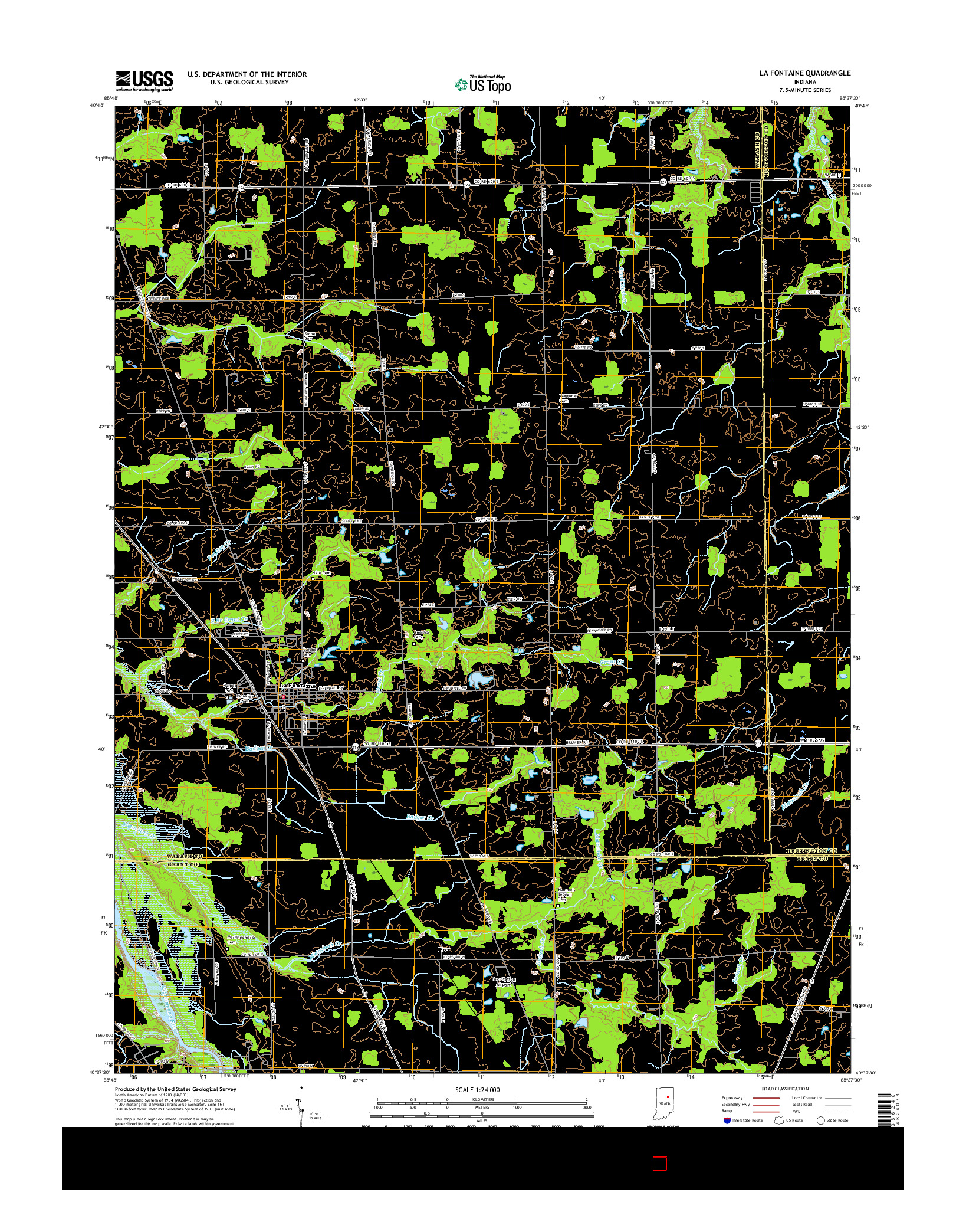 USGS US TOPO 7.5-MINUTE MAP FOR LA FONTAINE, IN 2016