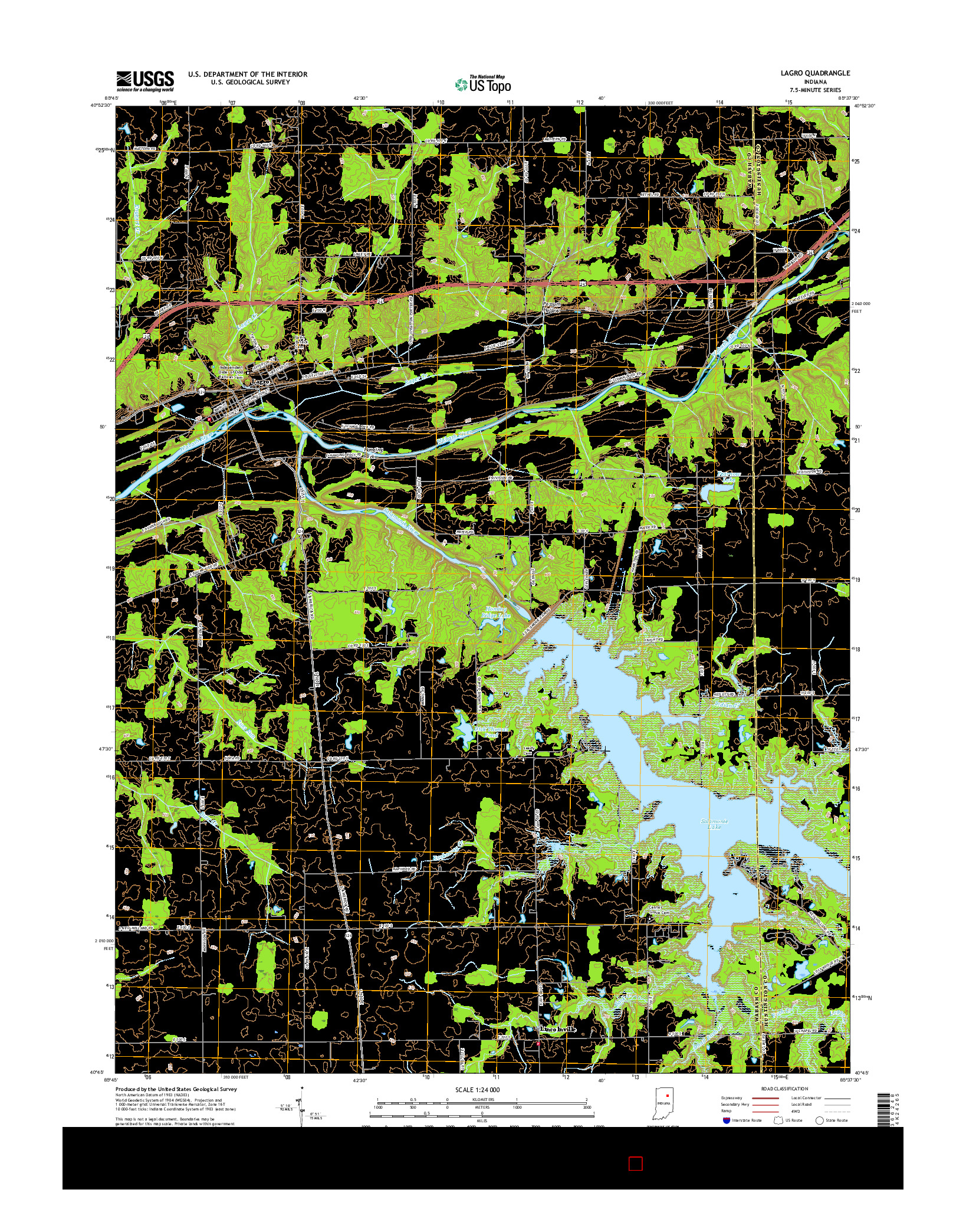 USGS US TOPO 7.5-MINUTE MAP FOR LAGRO, IN 2016