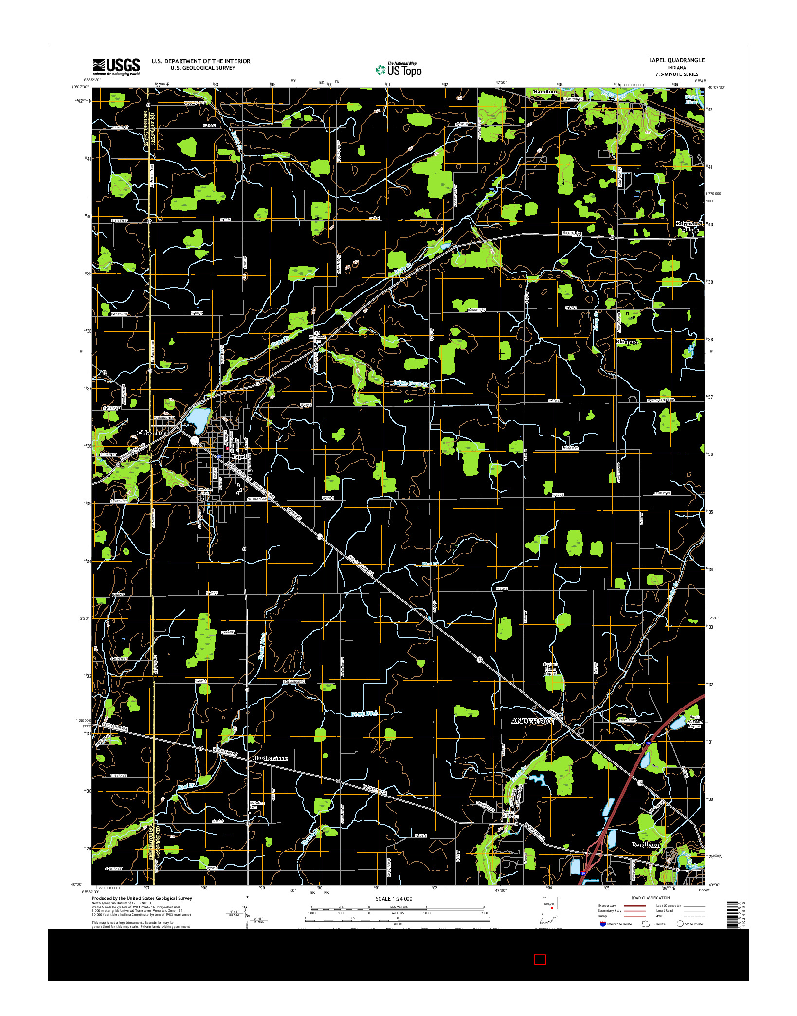 USGS US TOPO 7.5-MINUTE MAP FOR LAPEL, IN 2016