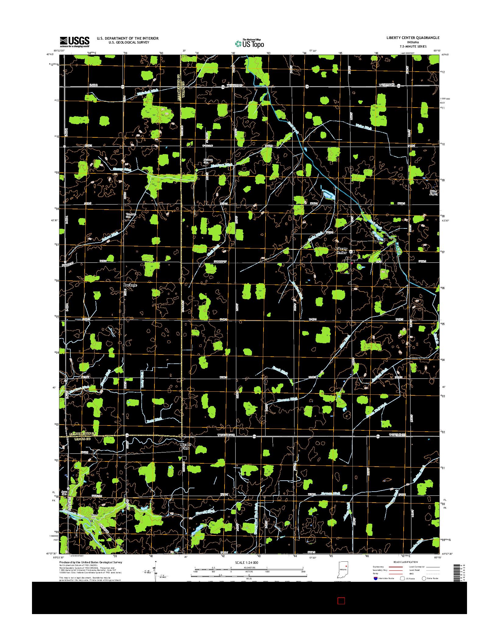 USGS US TOPO 7.5-MINUTE MAP FOR LIBERTY CENTER, IN 2016