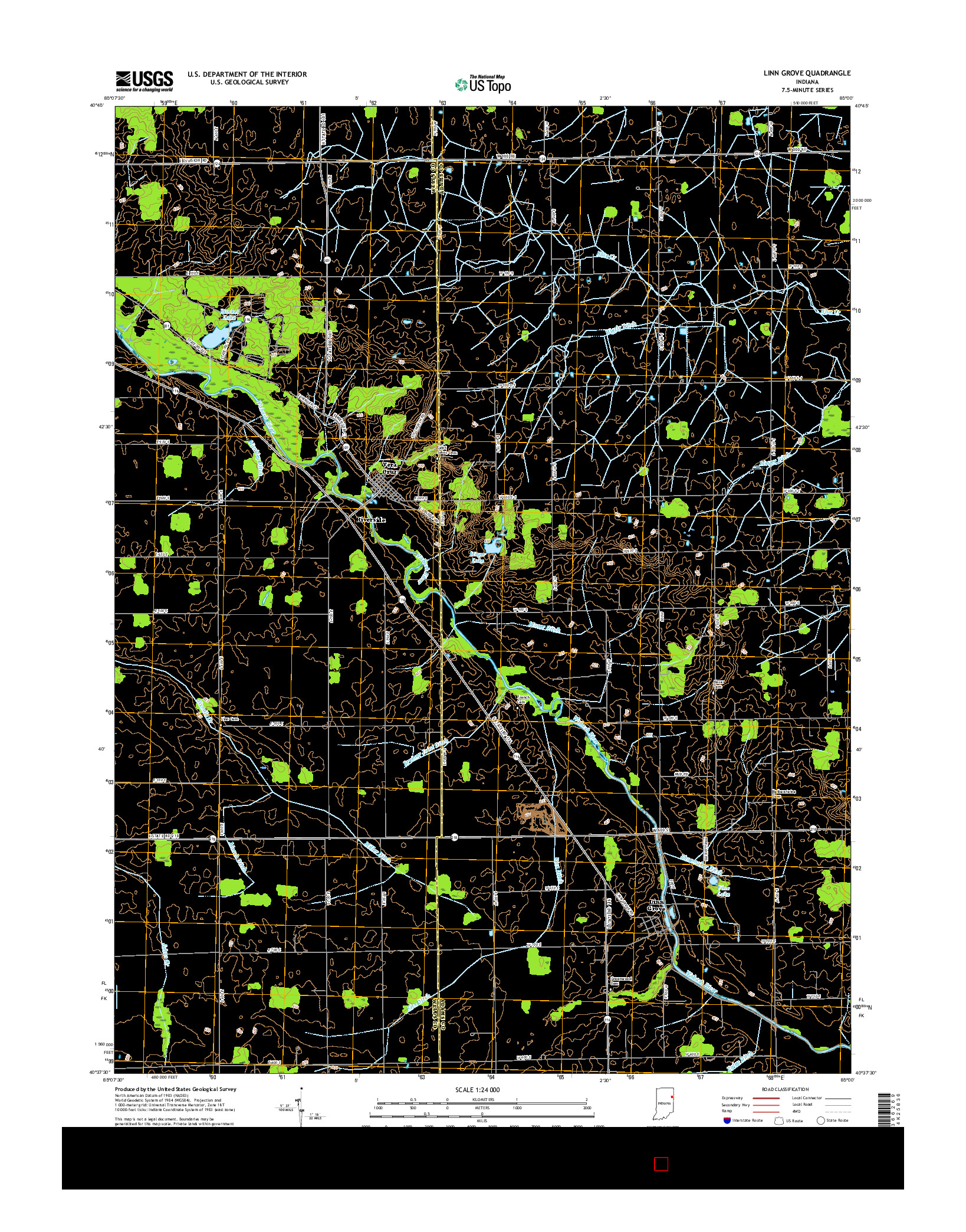 USGS US TOPO 7.5-MINUTE MAP FOR LINN GROVE, IN 2016