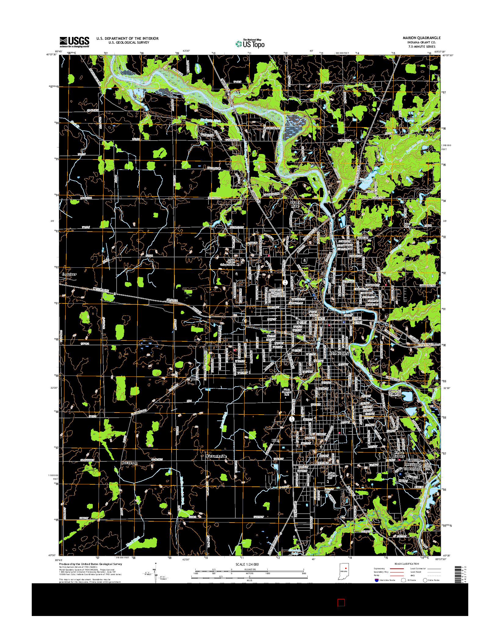 USGS US TOPO 7.5-MINUTE MAP FOR MARION, IN 2016