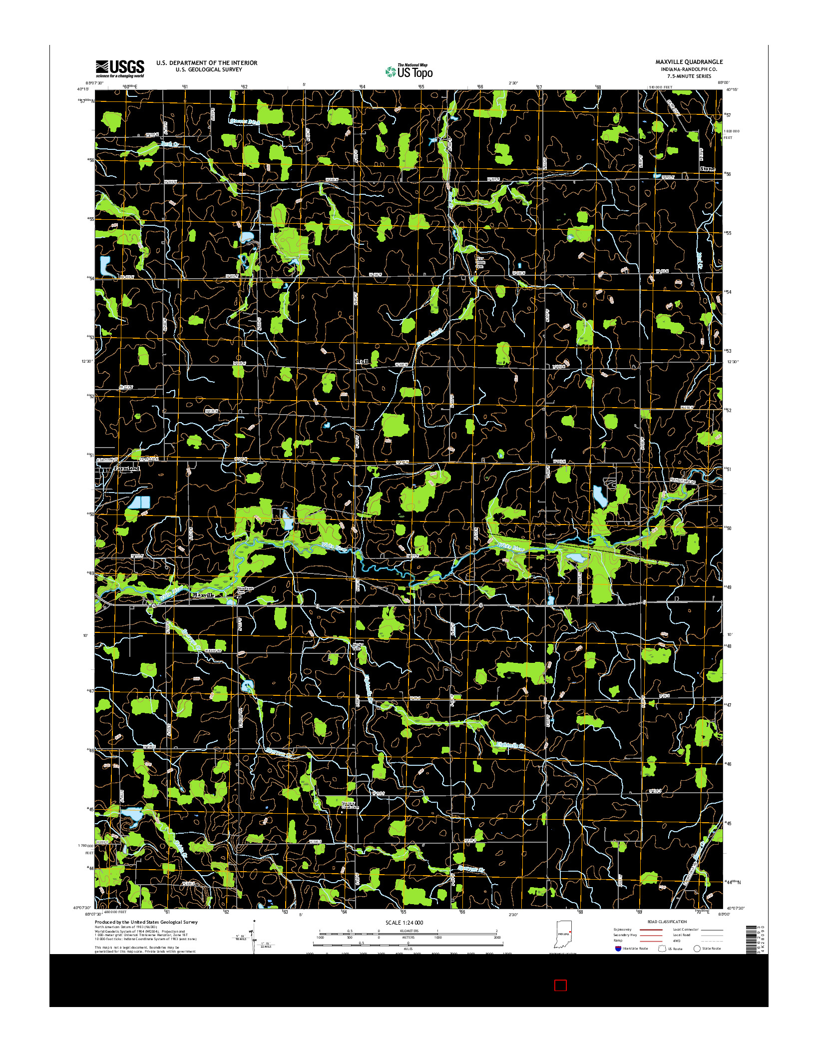 USGS US TOPO 7.5-MINUTE MAP FOR MAXVILLE, IN 2016