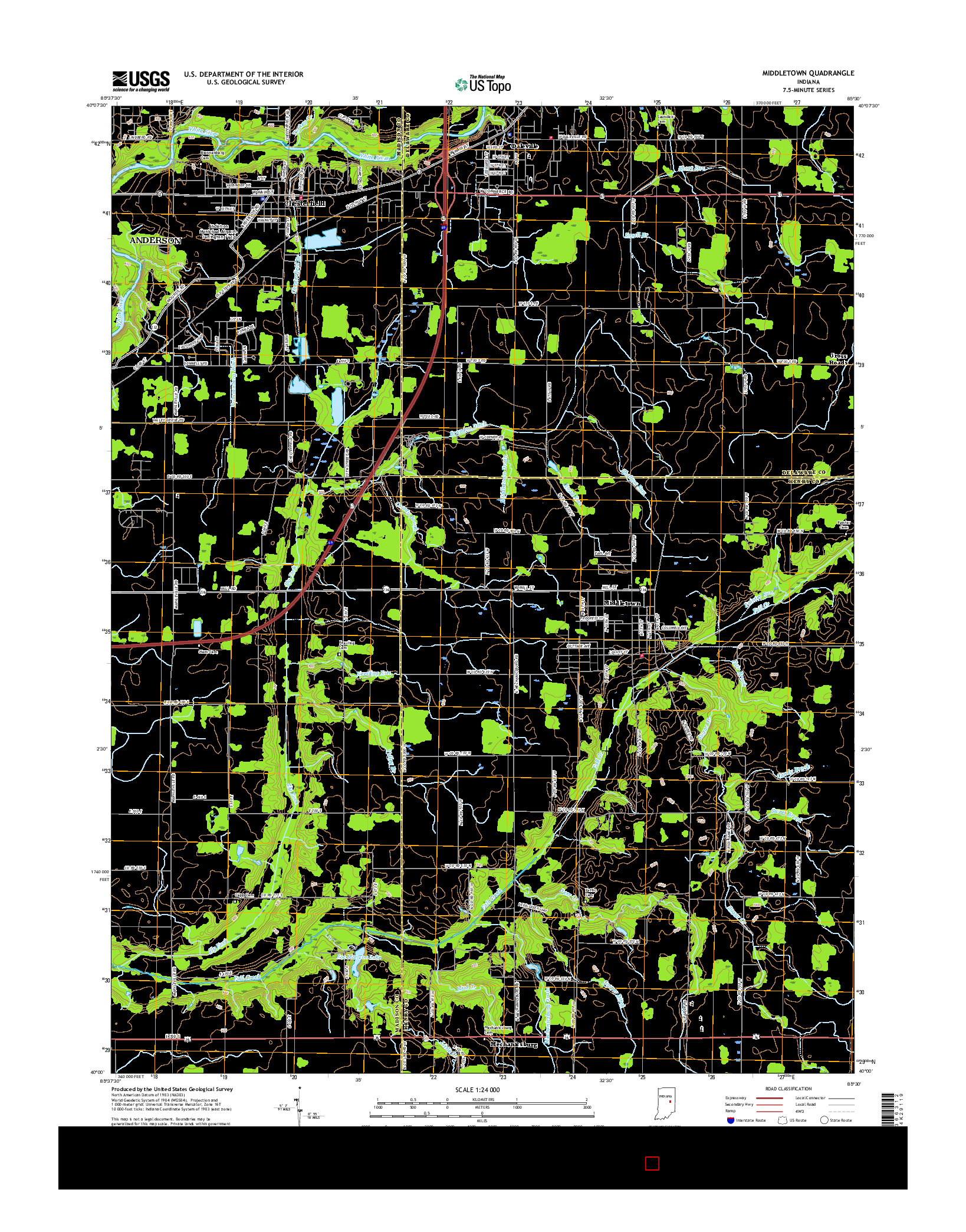 USGS US TOPO 7.5-MINUTE MAP FOR MIDDLETOWN, IN 2016