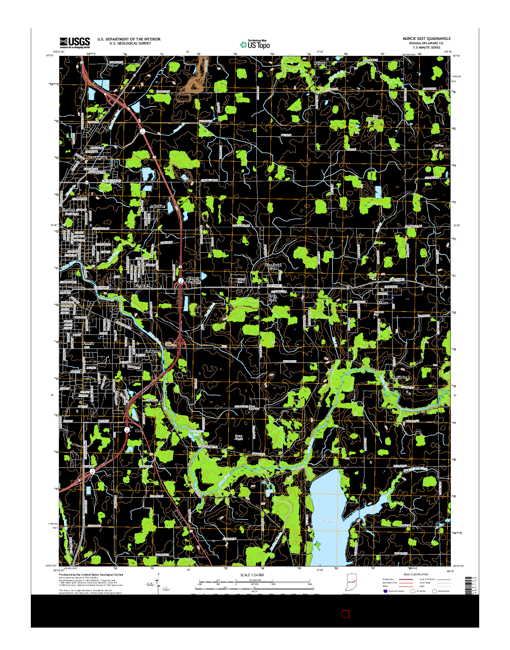 USGS US TOPO 7.5-MINUTE MAP FOR MUNCIE EAST, IN 2016