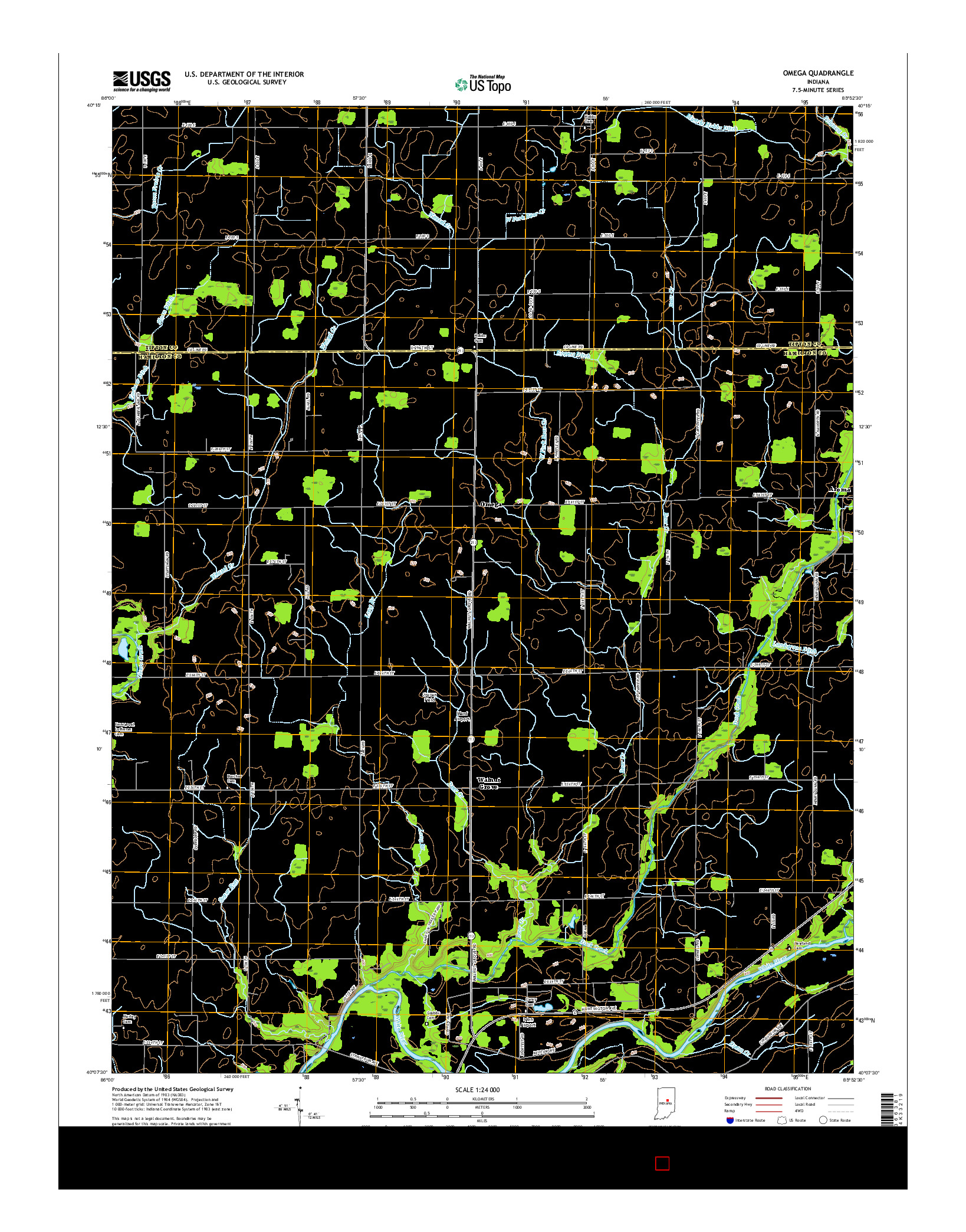 USGS US TOPO 7.5-MINUTE MAP FOR OMEGA, IN 2016