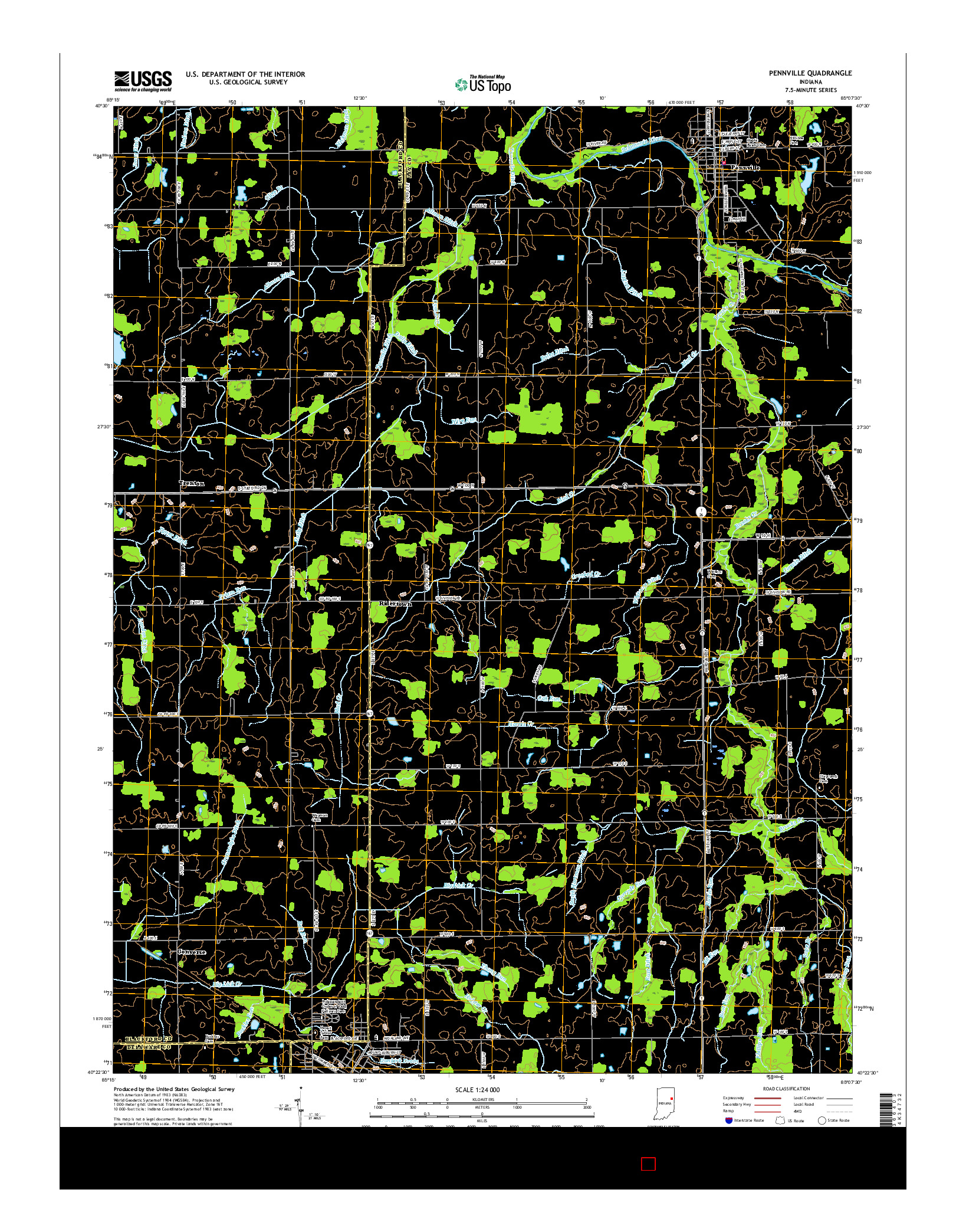 USGS US TOPO 7.5-MINUTE MAP FOR PENNVILLE, IN 2016