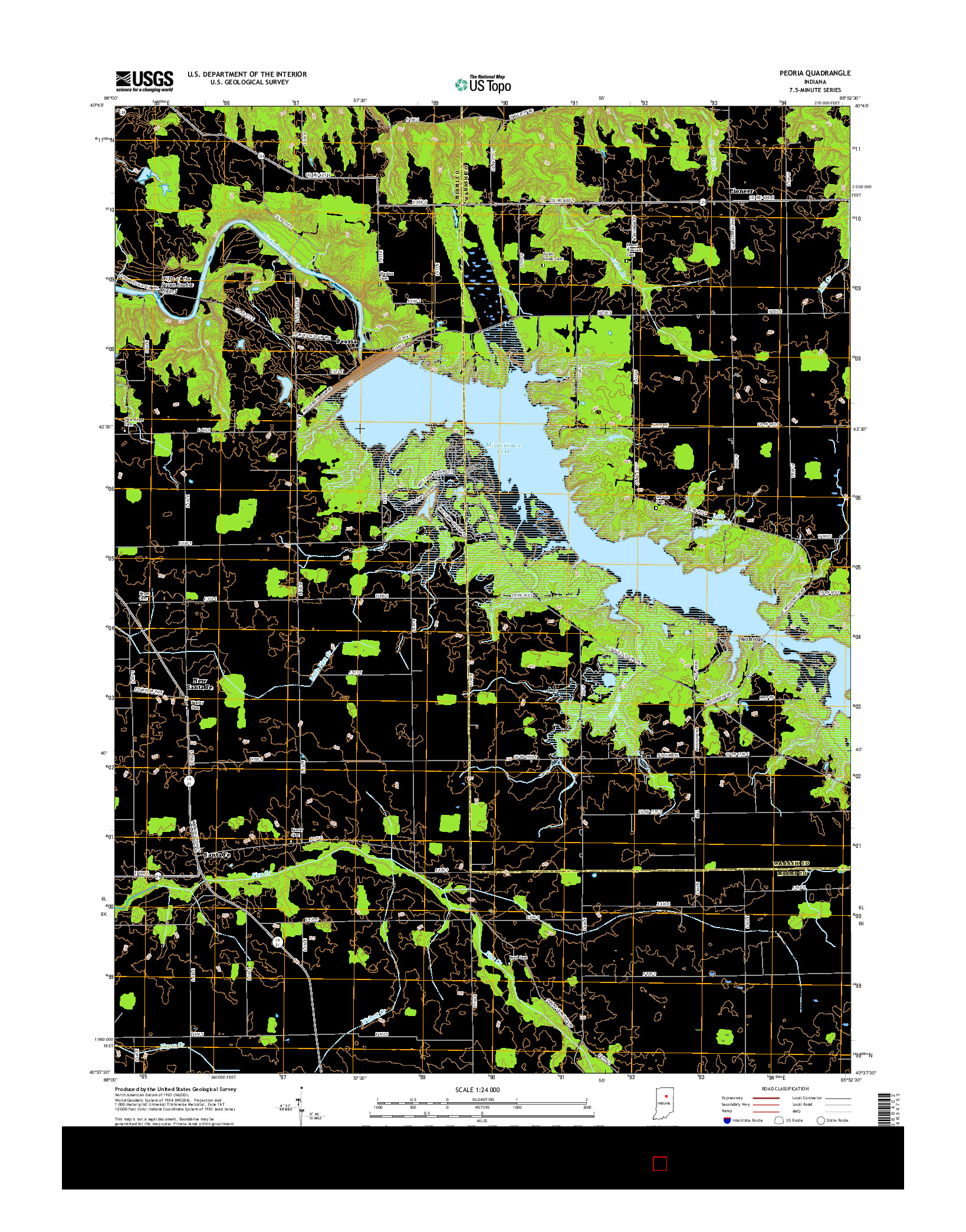 USGS US TOPO 7.5-MINUTE MAP FOR PEORIA, IN 2016