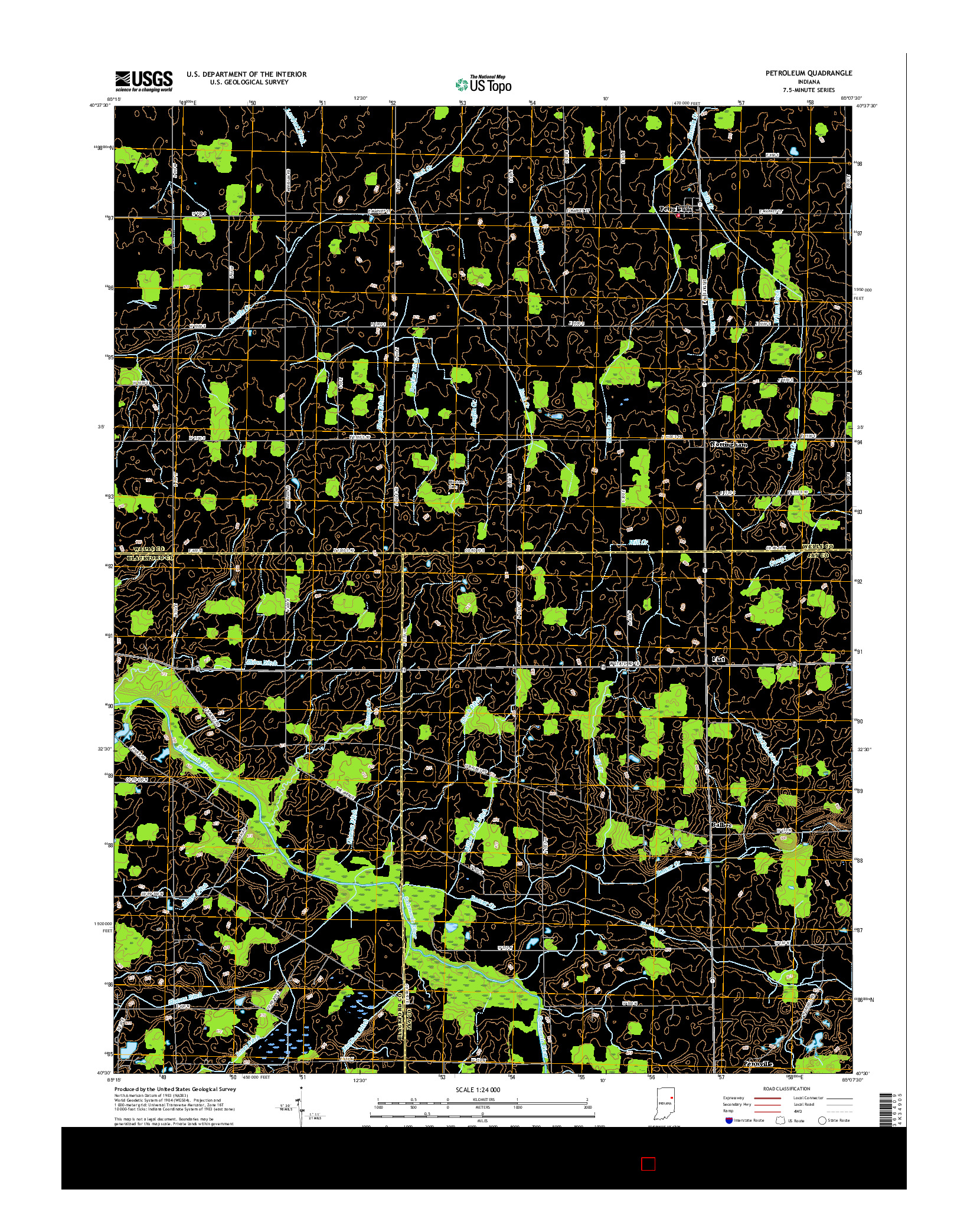 USGS US TOPO 7.5-MINUTE MAP FOR PETROLEUM, IN 2016