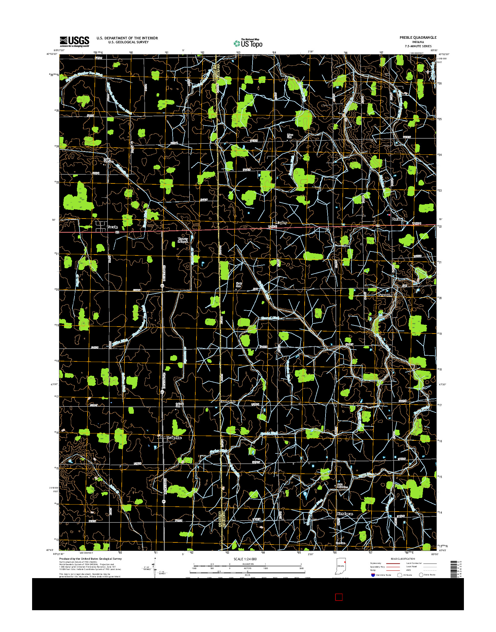 USGS US TOPO 7.5-MINUTE MAP FOR PREBLE, IN 2016