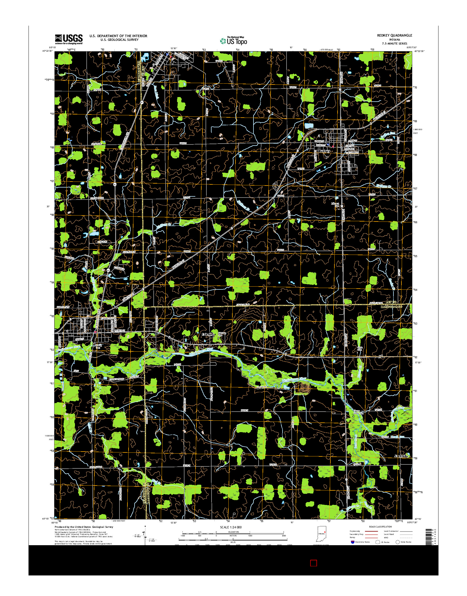 USGS US TOPO 7.5-MINUTE MAP FOR REDKEY, IN 2016