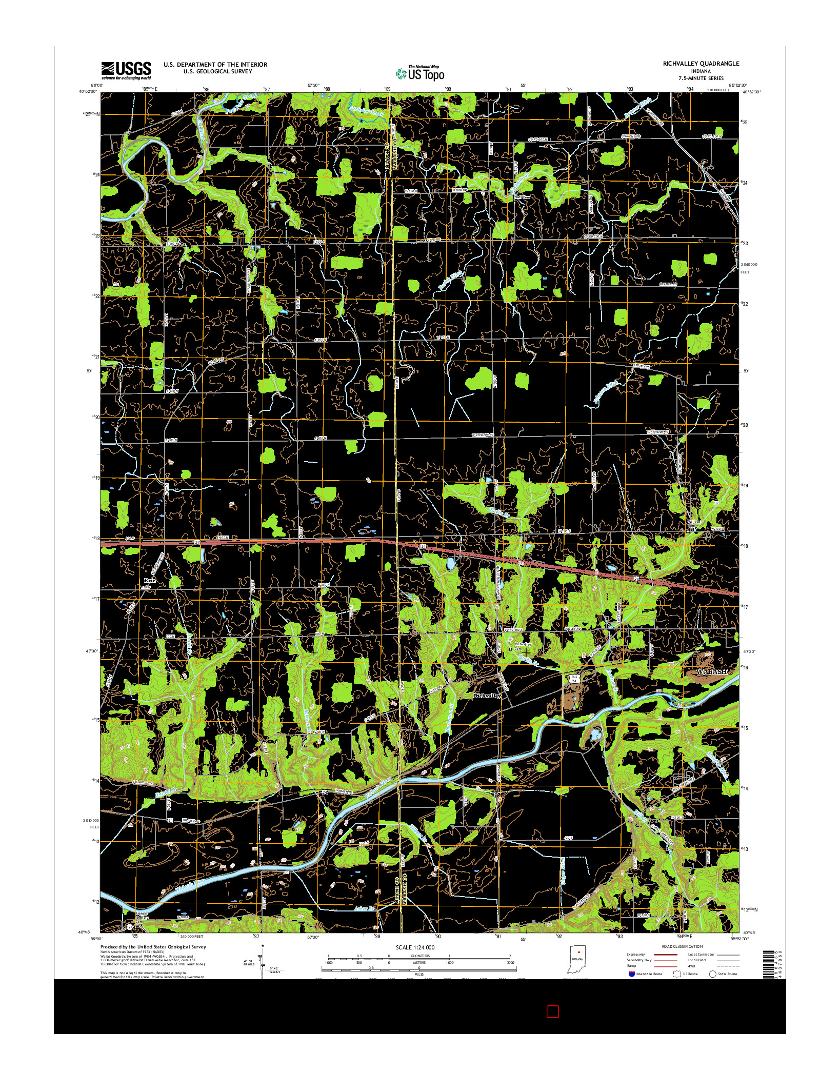 USGS US TOPO 7.5-MINUTE MAP FOR RICHVALLEY, IN 2016