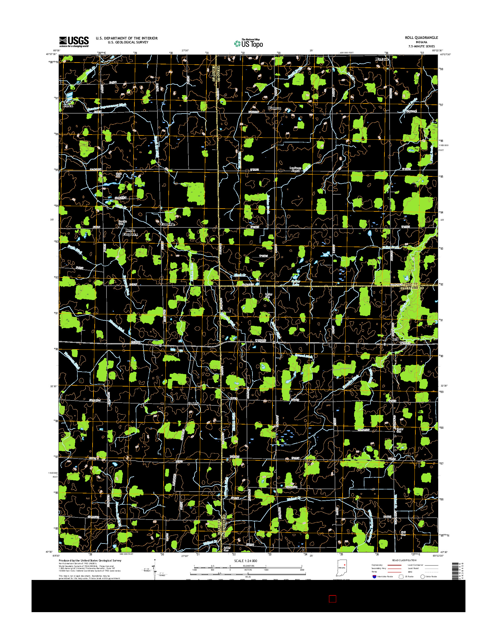 USGS US TOPO 7.5-MINUTE MAP FOR ROLL, IN 2016