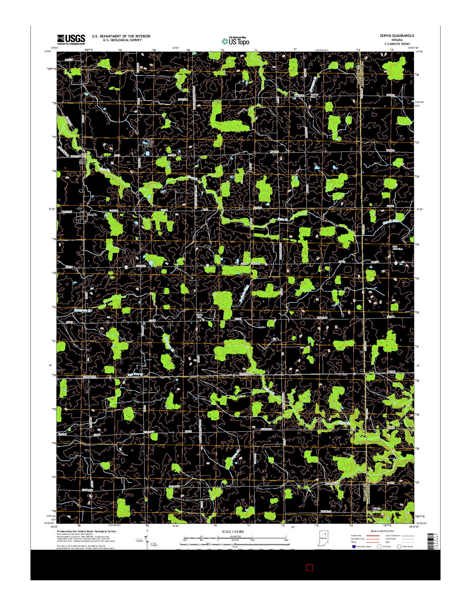 USGS US TOPO 7.5-MINUTE MAP FOR SERVIA, IN 2016