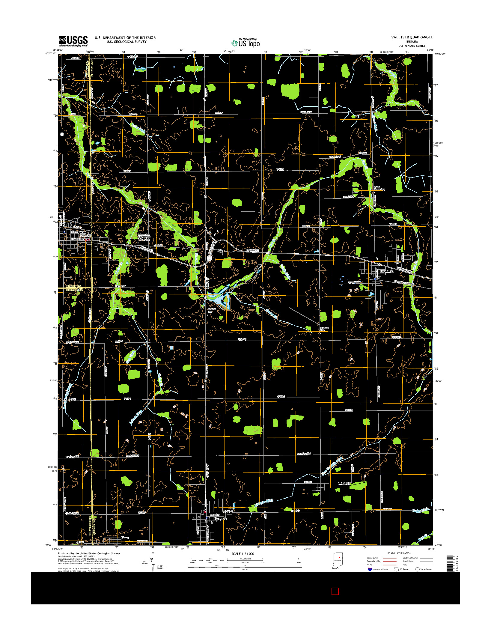 USGS US TOPO 7.5-MINUTE MAP FOR SWEETSER, IN 2016