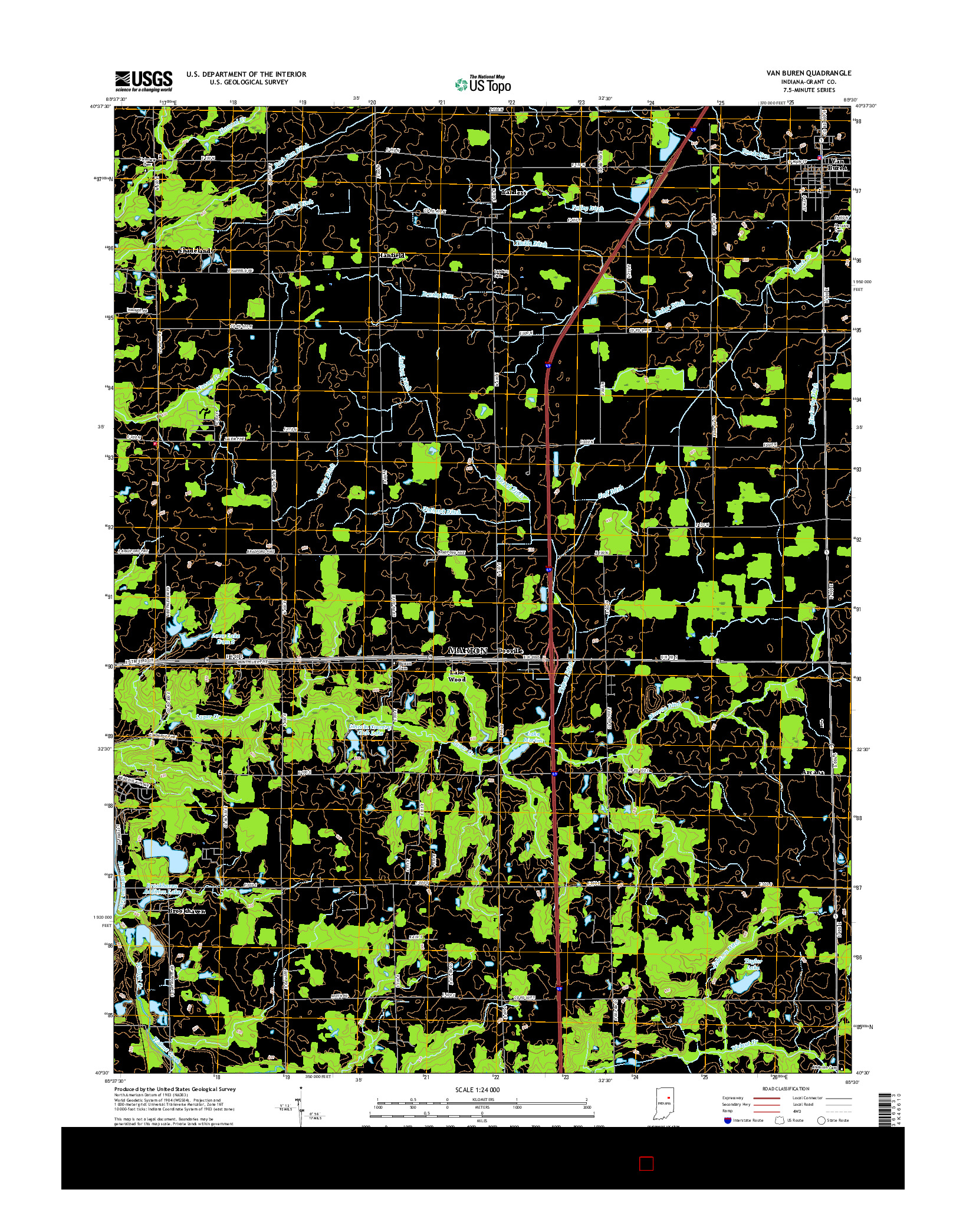 USGS US TOPO 7.5-MINUTE MAP FOR VAN BUREN, IN 2016