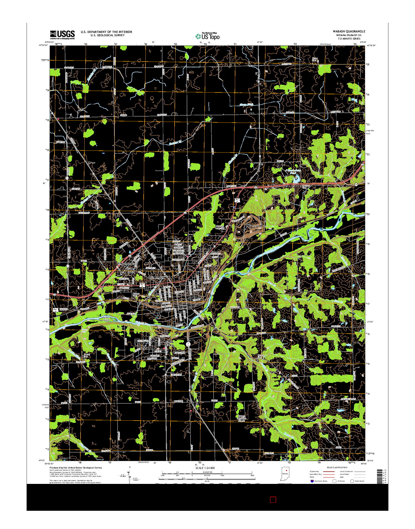 USGS US TOPO 7.5-MINUTE MAP FOR WABASH, IN 2016