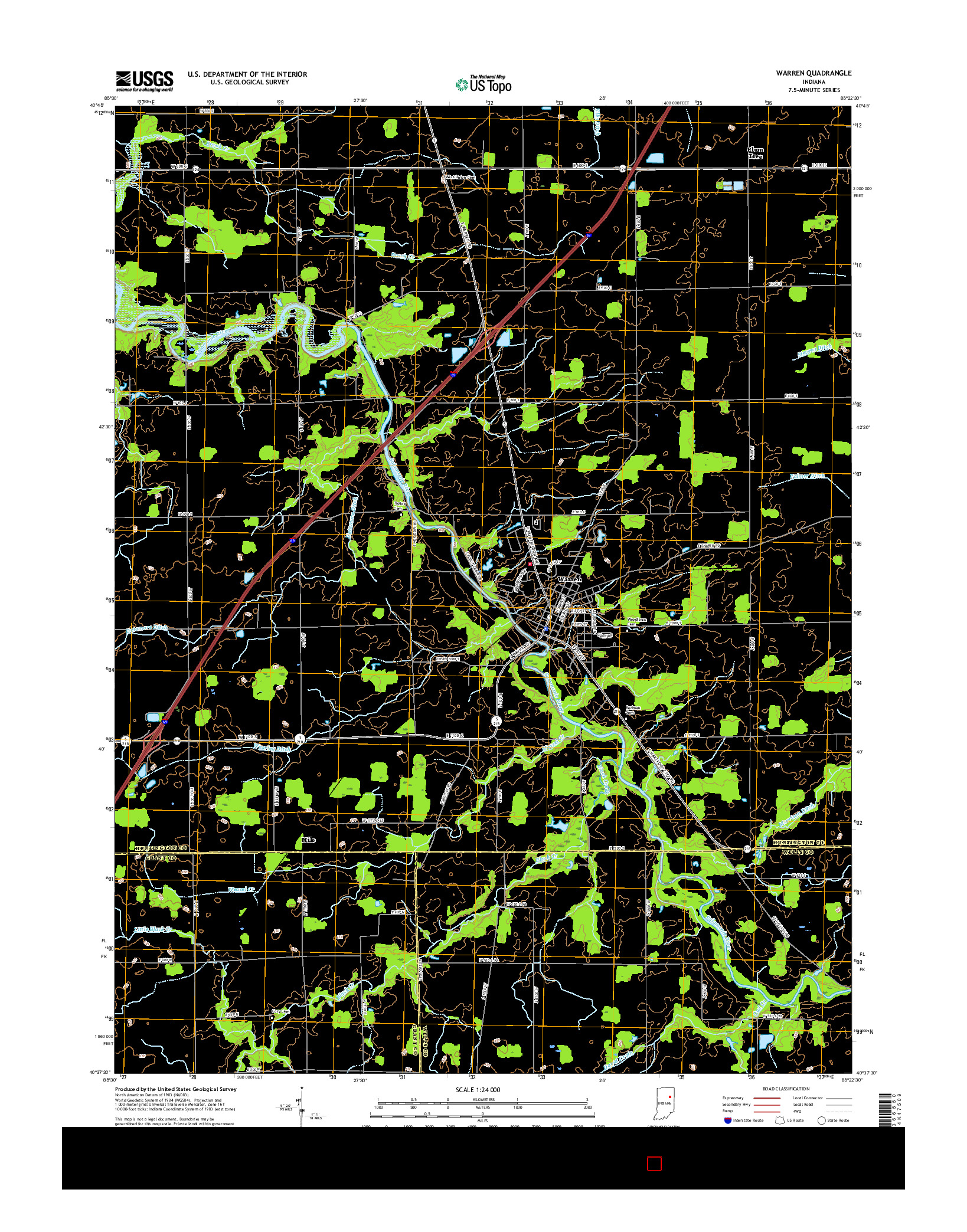 USGS US TOPO 7.5-MINUTE MAP FOR WARREN, IN 2016