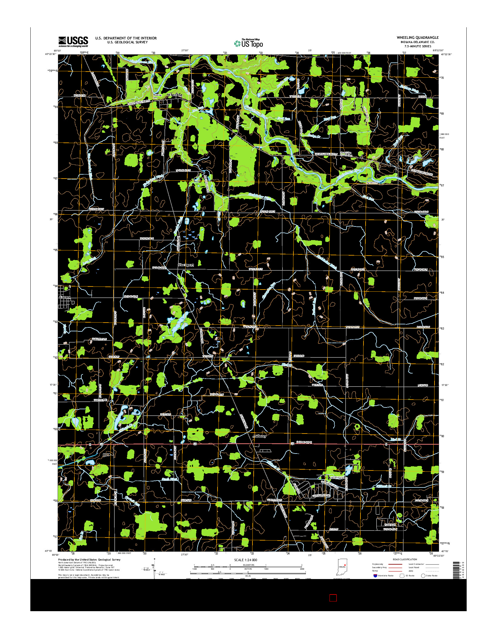 USGS US TOPO 7.5-MINUTE MAP FOR WHEELING, IN 2016