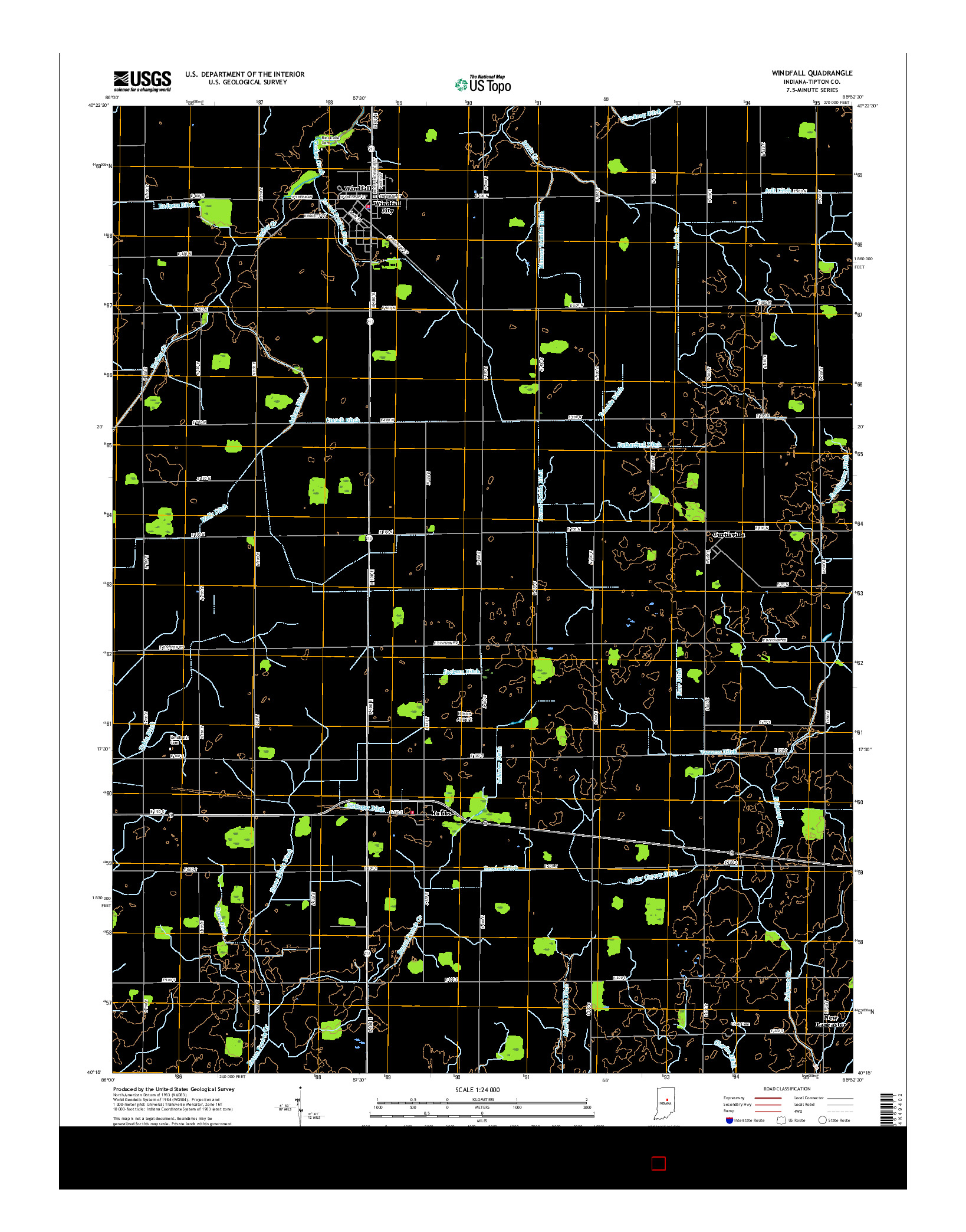 USGS US TOPO 7.5-MINUTE MAP FOR WINDFALL, IN 2016