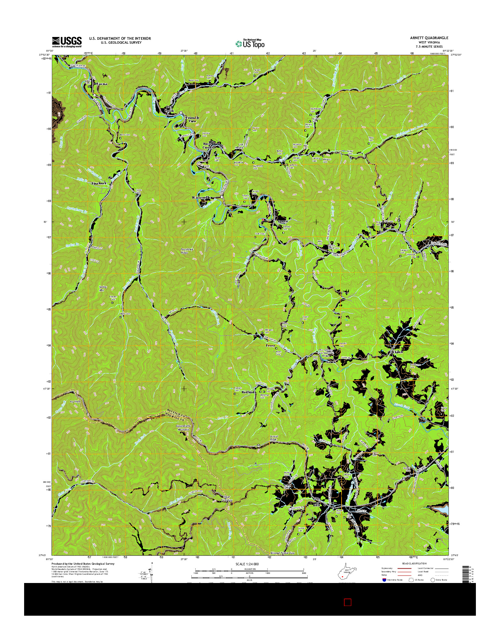 USGS US TOPO 7.5-MINUTE MAP FOR ARNETT, WV 2016