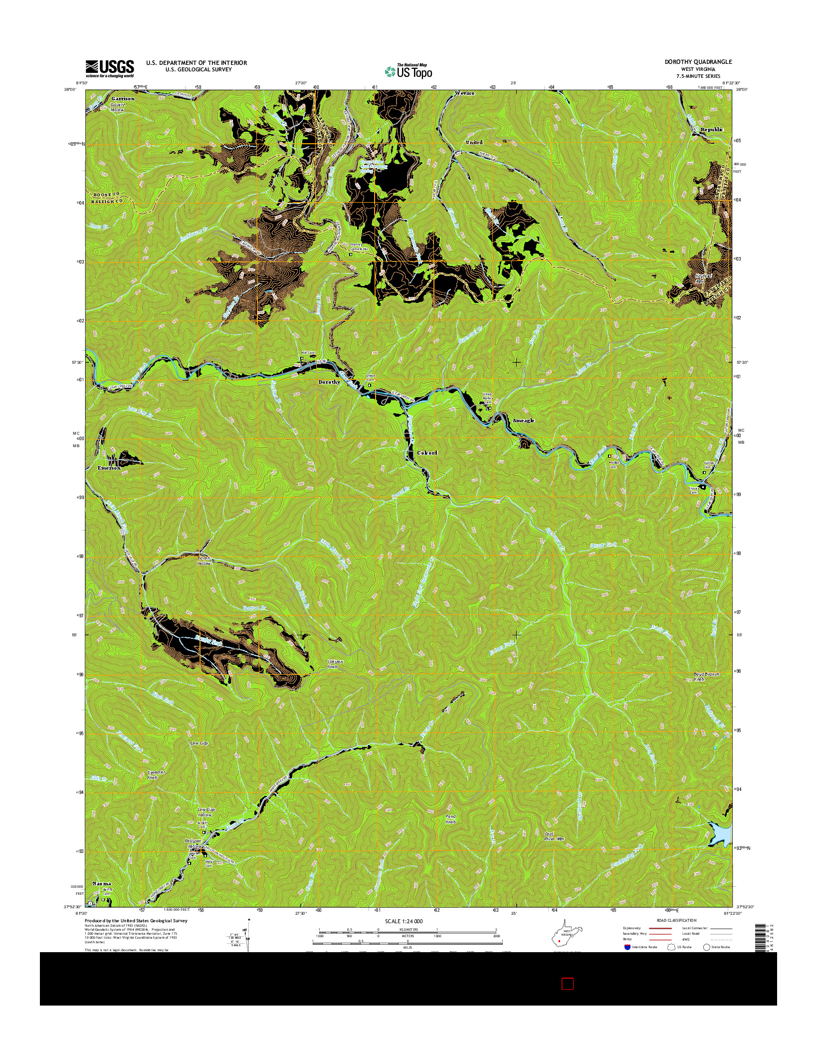 USGS US TOPO 7.5-MINUTE MAP FOR DOROTHY, WV 2016