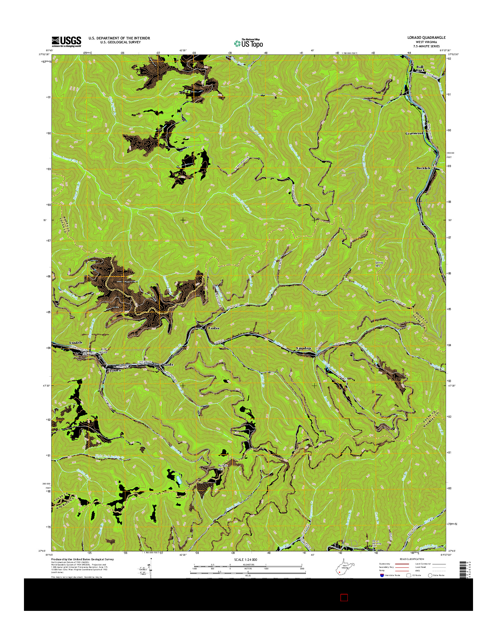 USGS US TOPO 7.5-MINUTE MAP FOR LORADO, WV 2016