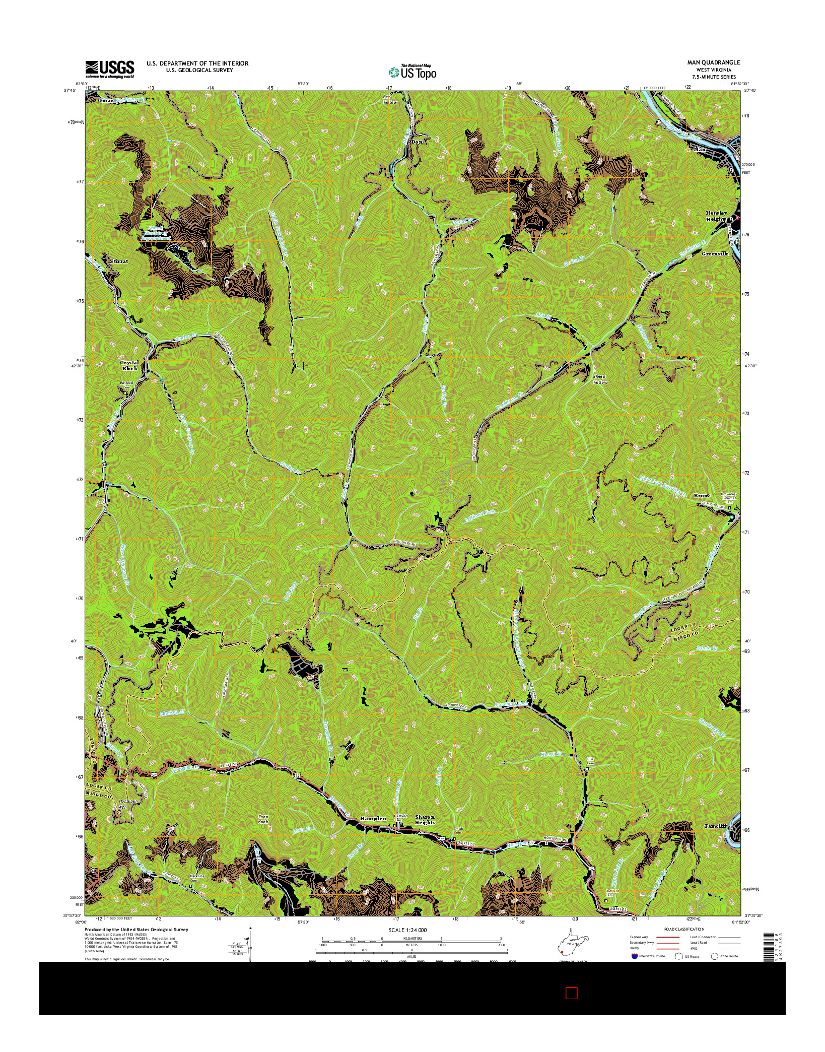 USGS US TOPO 7.5-MINUTE MAP FOR MAN, WV 2016