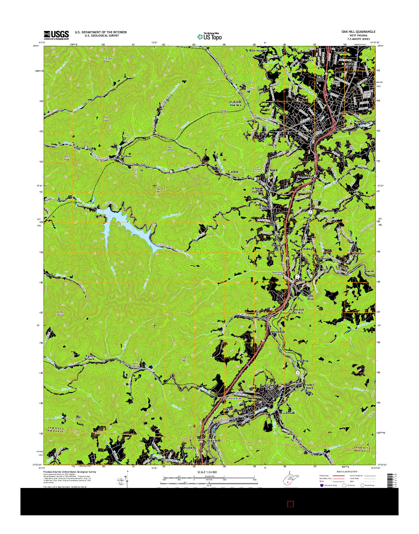 USGS US TOPO 7.5-MINUTE MAP FOR OAK HILL, WV 2016