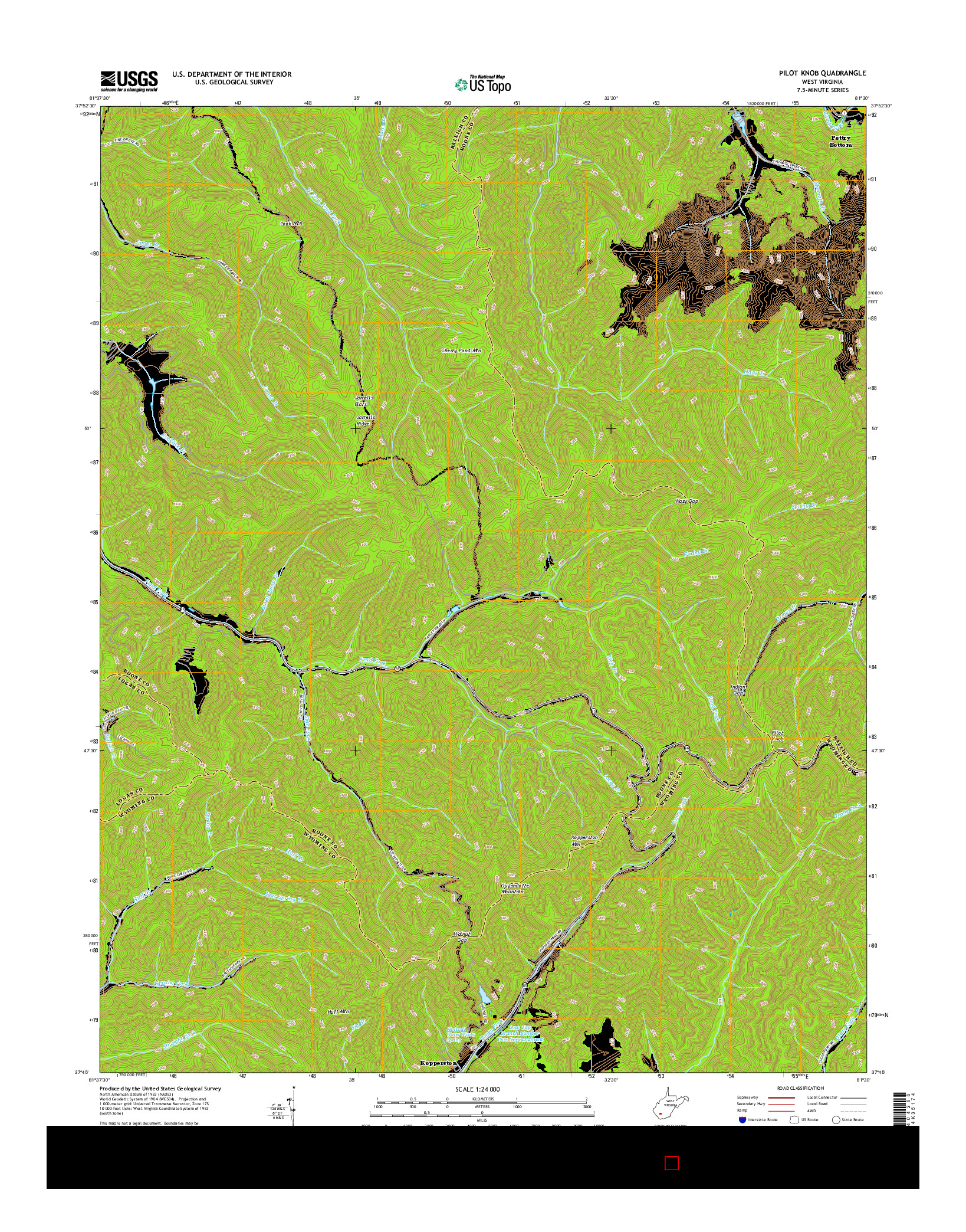 USGS US TOPO 7.5-MINUTE MAP FOR PILOT KNOB, WV 2016