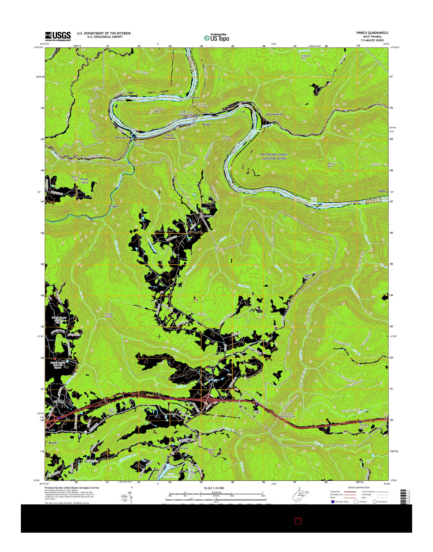 USGS US TOPO 7.5-MINUTE MAP FOR PRINCE, WV 2016