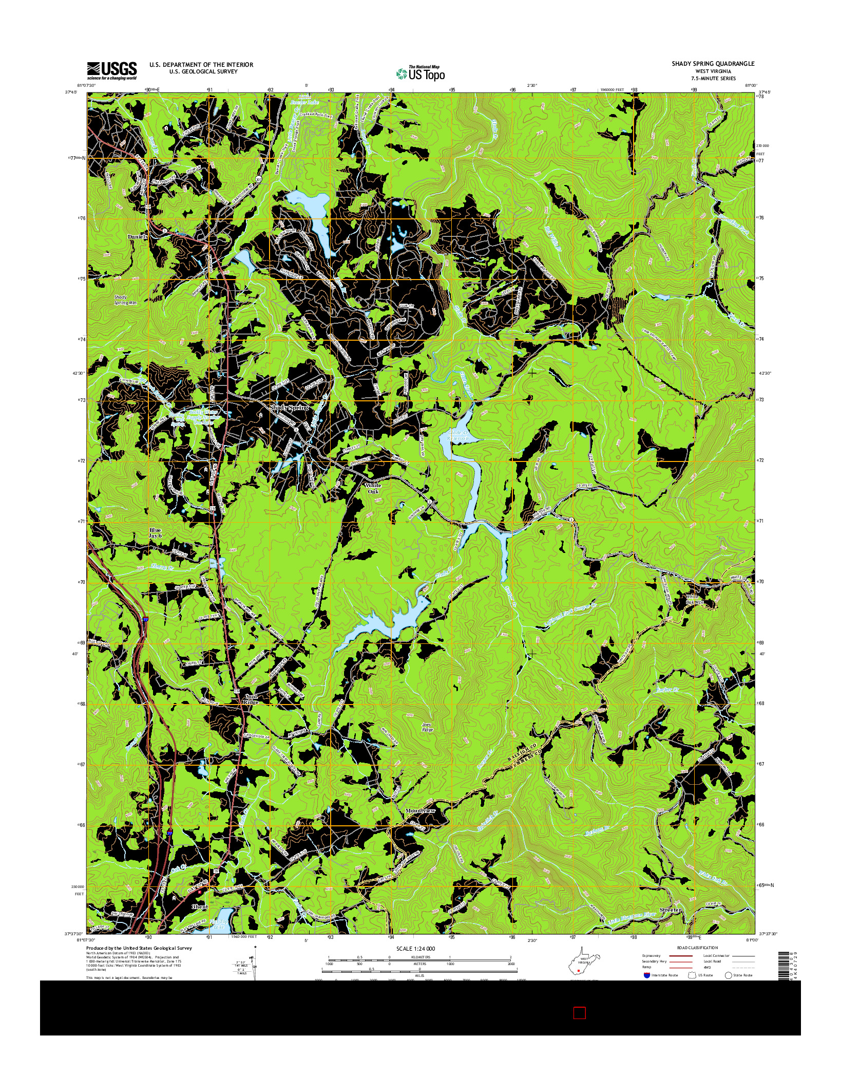 USGS US TOPO 7.5-MINUTE MAP FOR SHADY SPRING, WV 2016