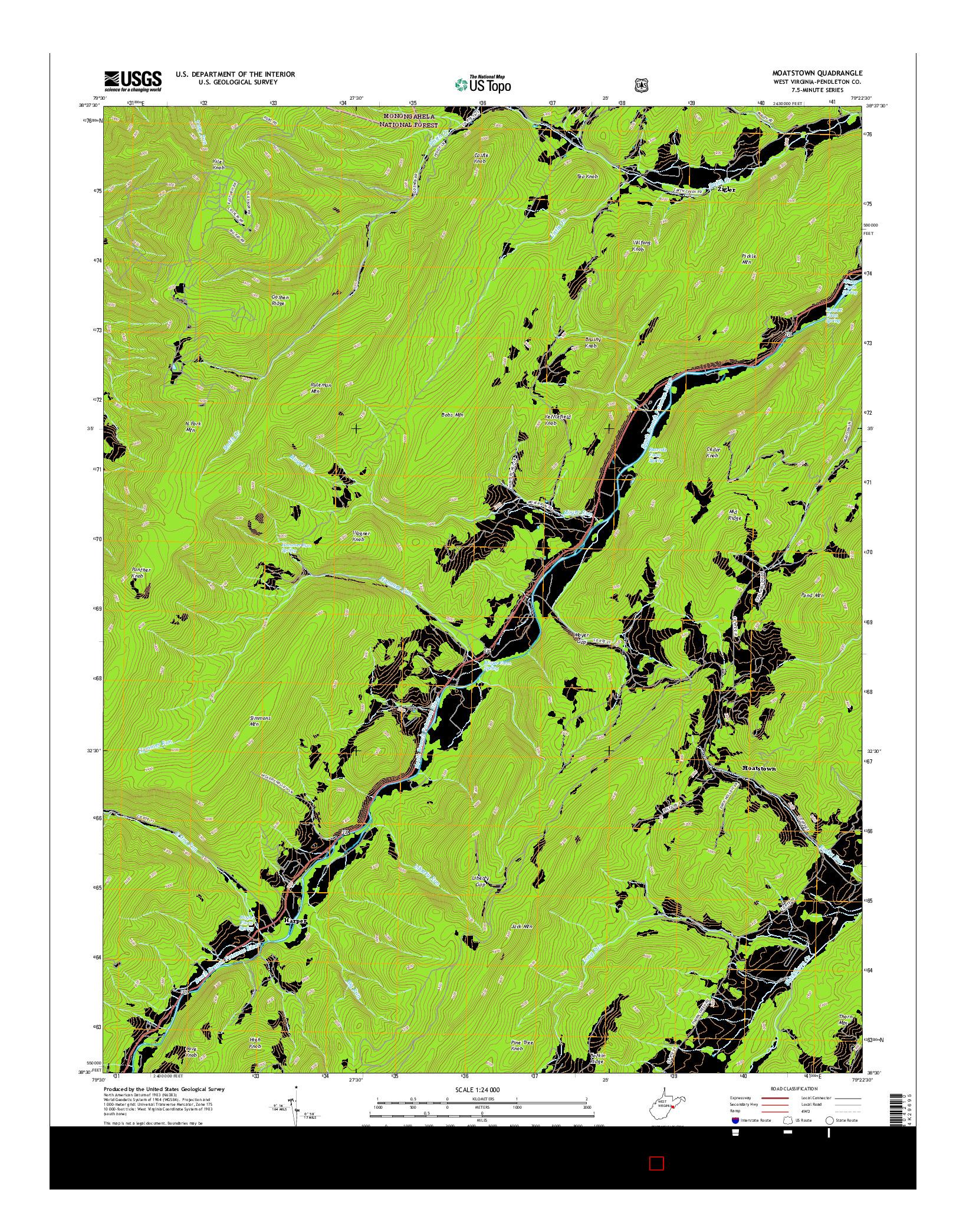 USGS US TOPO 7.5-MINUTE MAP FOR MOATSTOWN, WV 2016