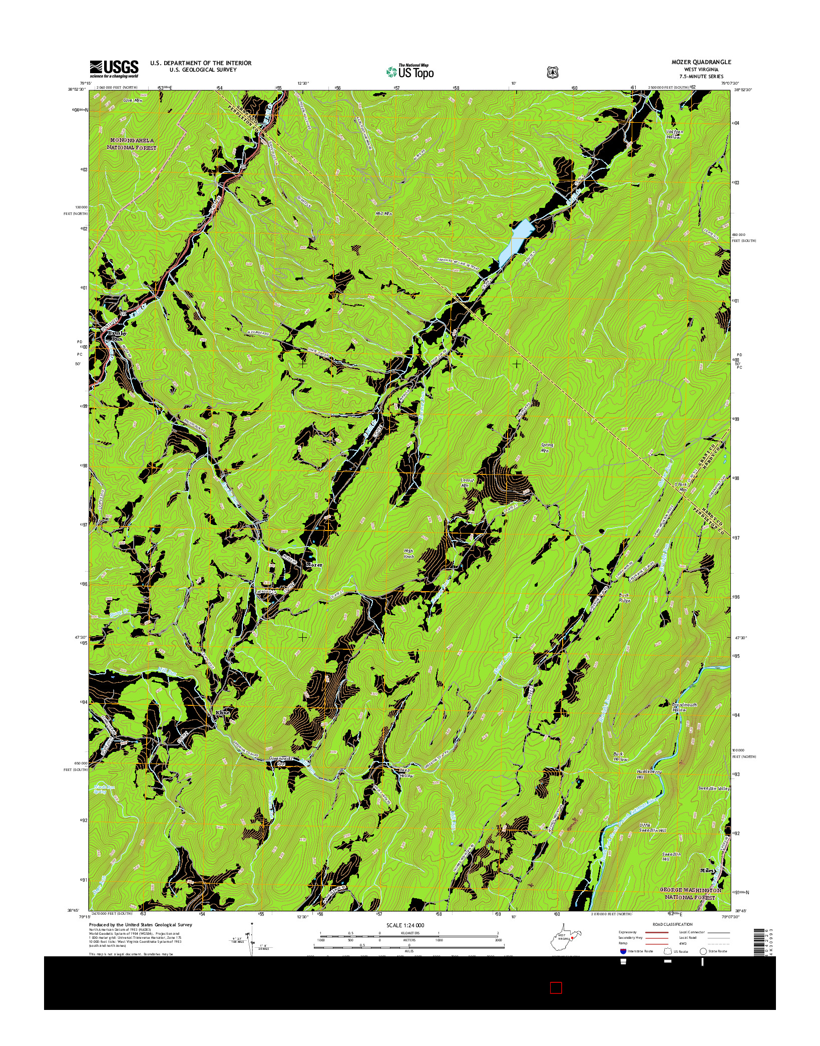 USGS US TOPO 7.5-MINUTE MAP FOR MOZER, WV 2016