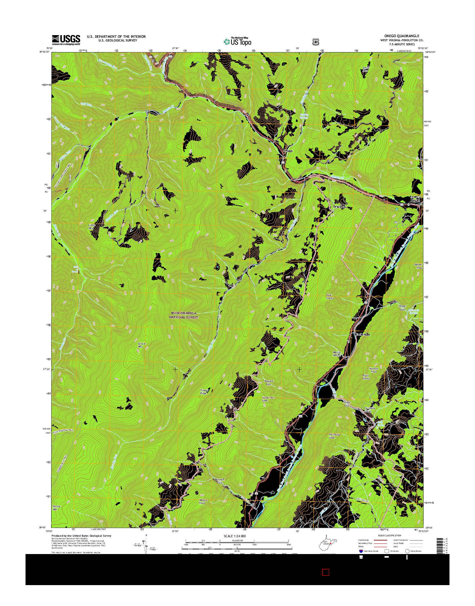 USGS US TOPO 7.5-MINUTE MAP FOR ONEGO, WV 2016
