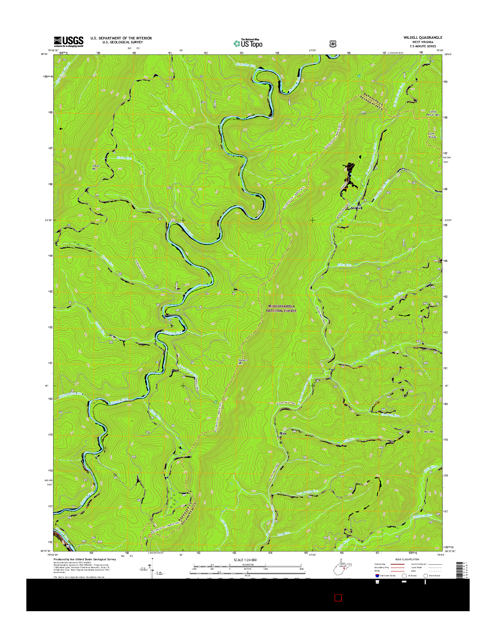 USGS US TOPO 7.5-MINUTE MAP FOR WILDELL, WV 2016