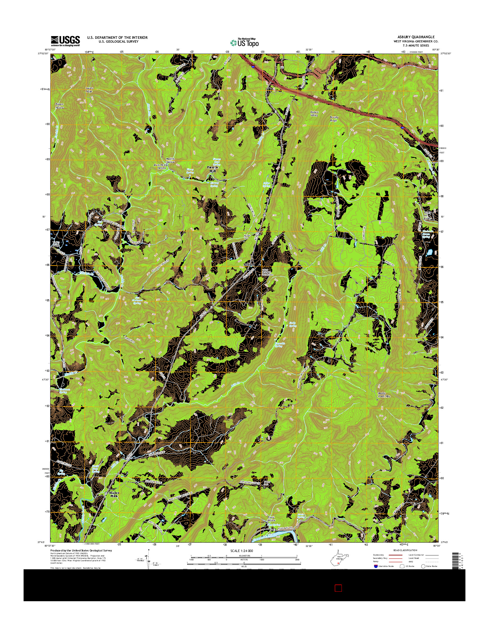 USGS US TOPO 7.5-MINUTE MAP FOR ASBURY, WV 2016