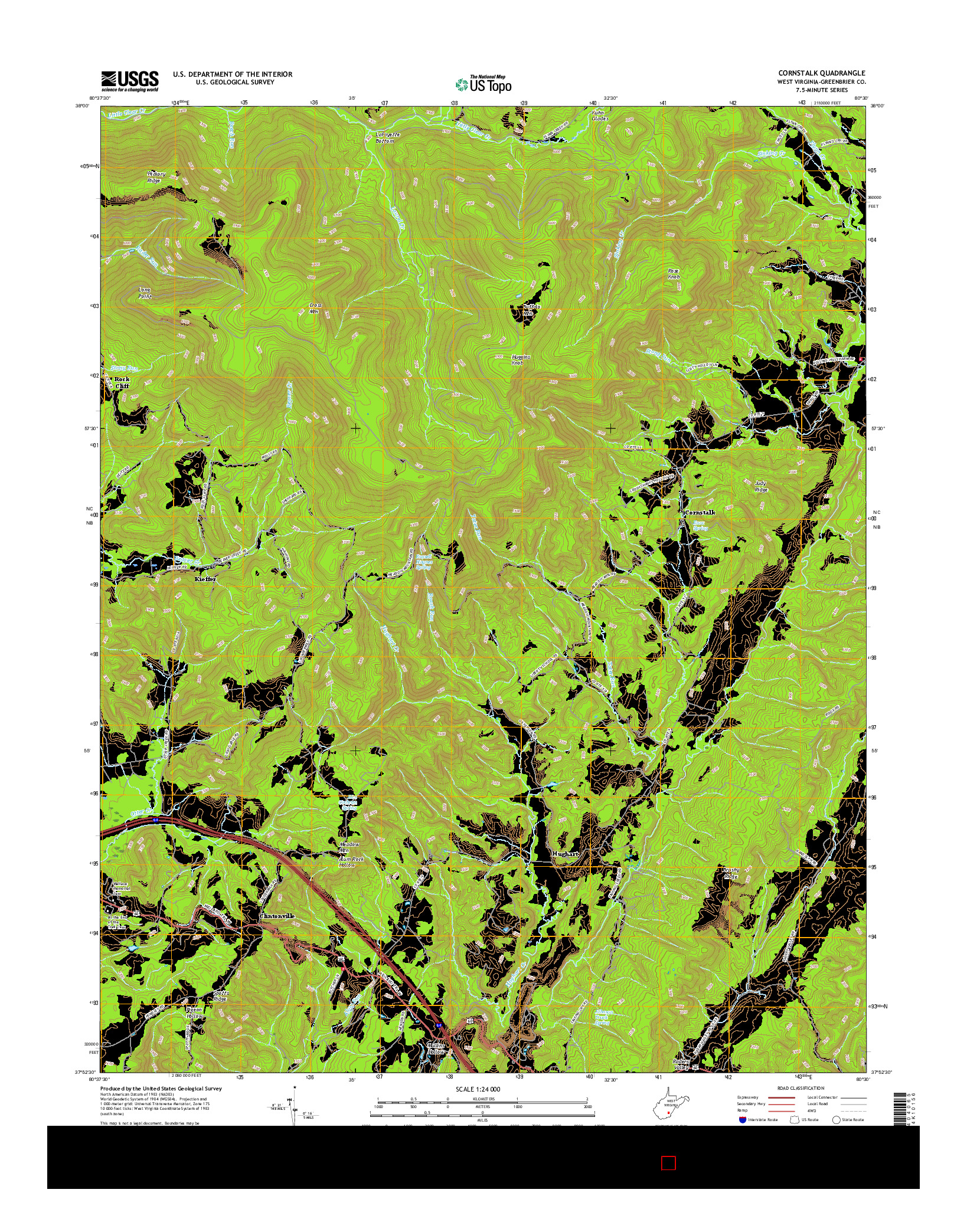USGS US TOPO 7.5-MINUTE MAP FOR CORNSTALK, WV 2016