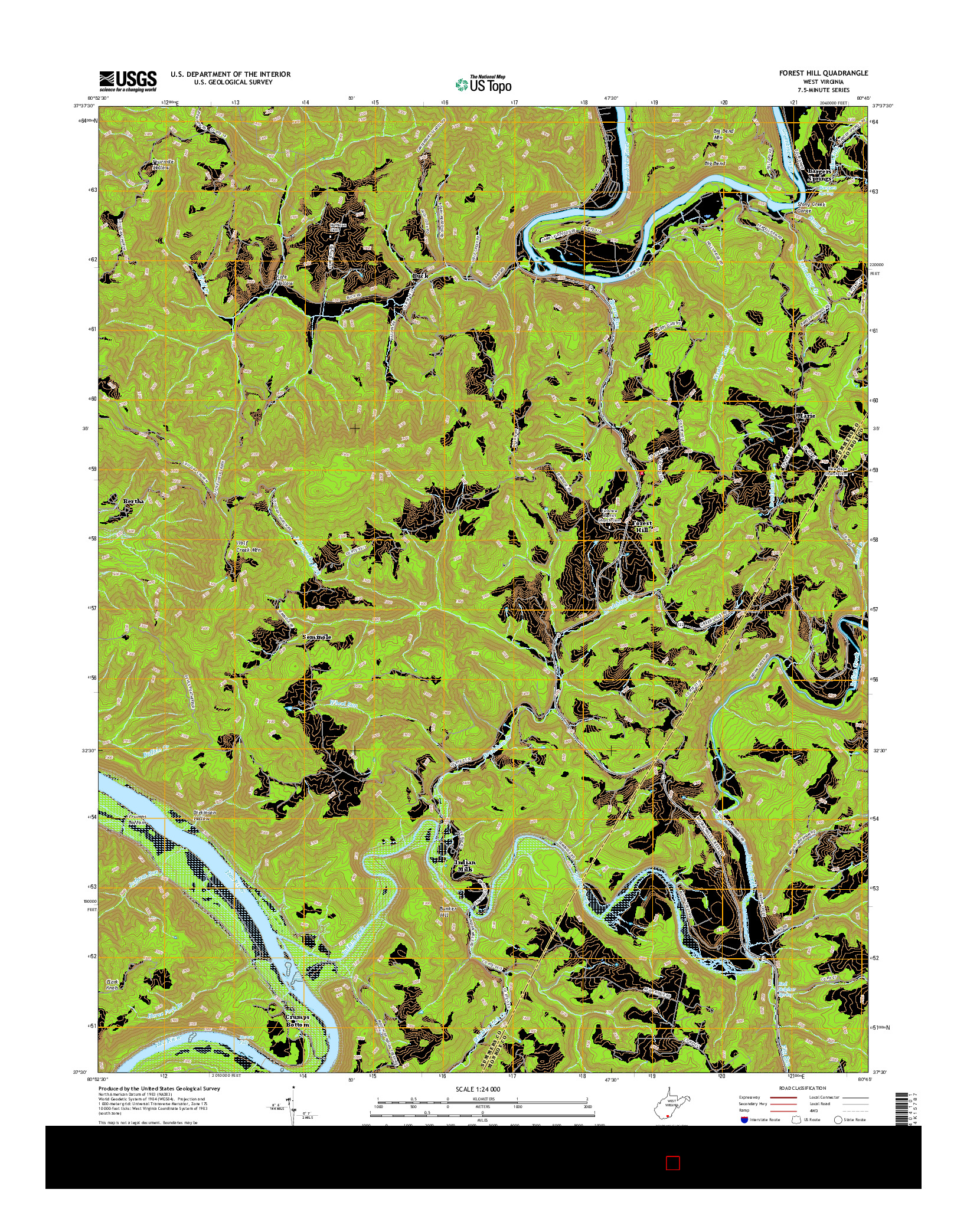 USGS US TOPO 7.5-MINUTE MAP FOR FOREST HILL, WV 2016