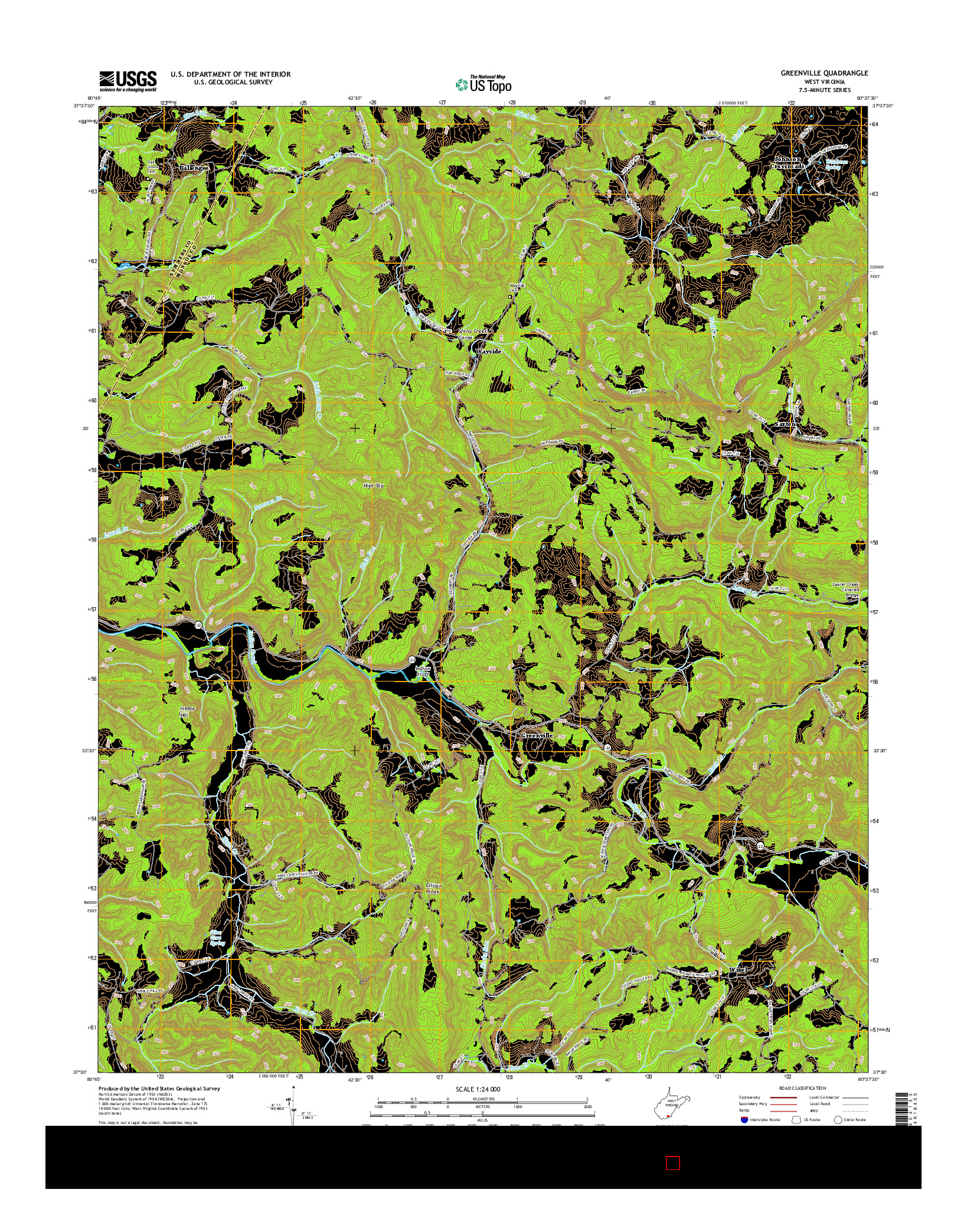 USGS US TOPO 7.5-MINUTE MAP FOR GREENVILLE, WV 2016