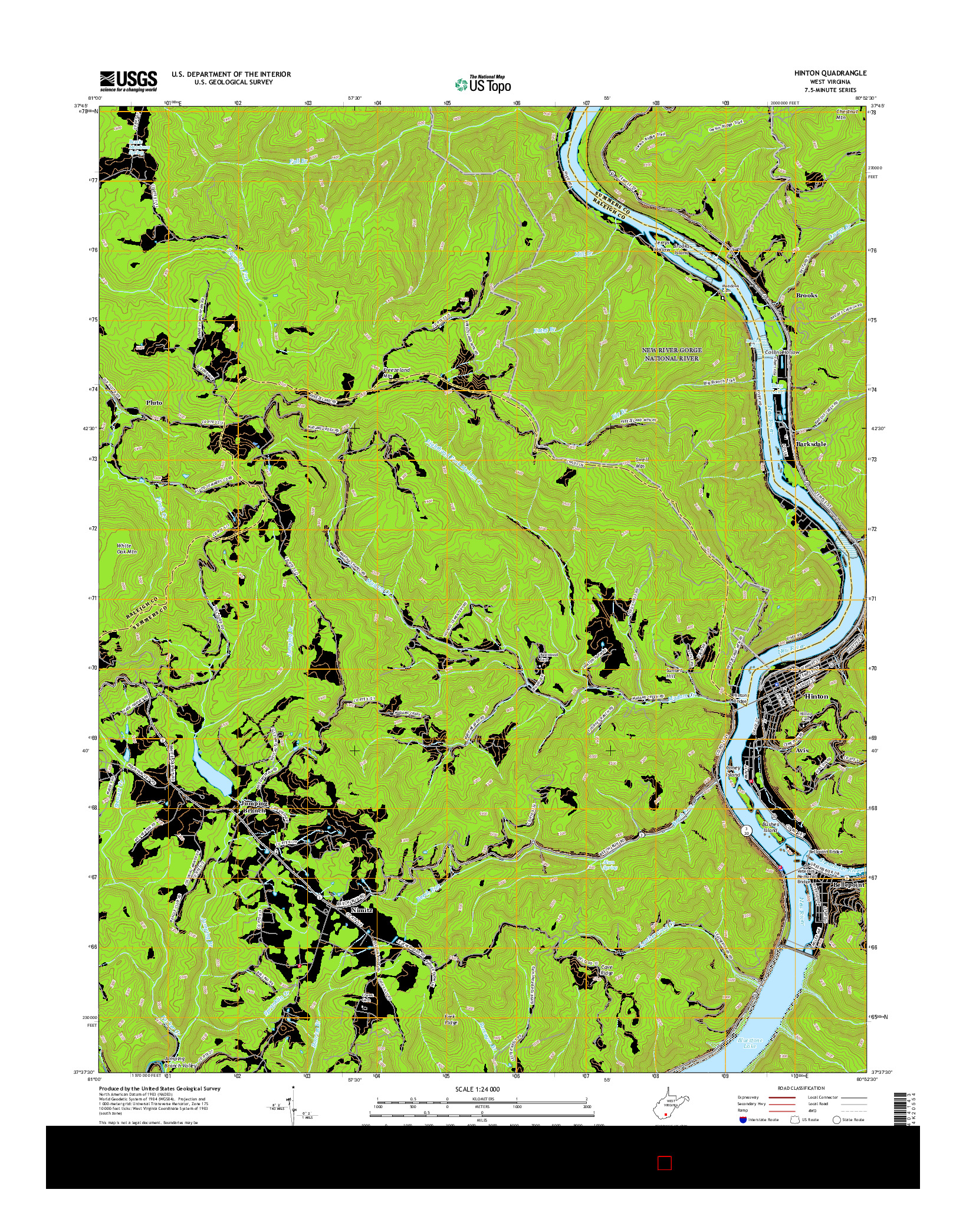 USGS US TOPO 7.5-MINUTE MAP FOR HINTON, WV 2016