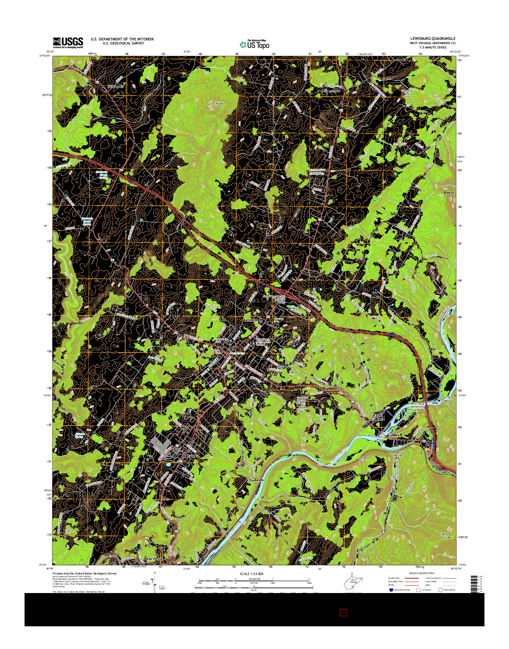 USGS US TOPO 7.5-MINUTE MAP FOR LEWISBURG, WV 2016