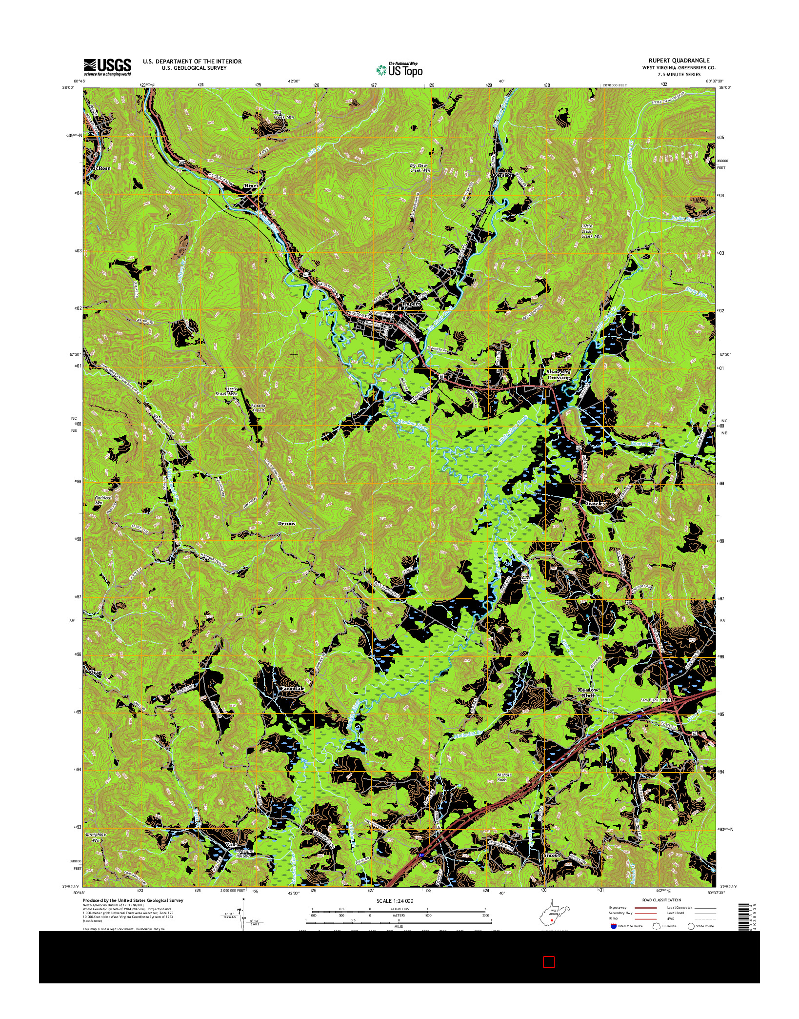 USGS US TOPO 7.5-MINUTE MAP FOR RUPERT, WV 2016