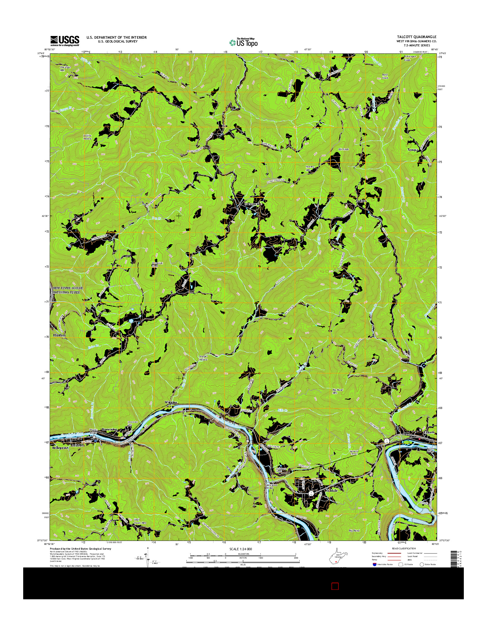 USGS US TOPO 7.5-MINUTE MAP FOR TALCOTT, WV 2016