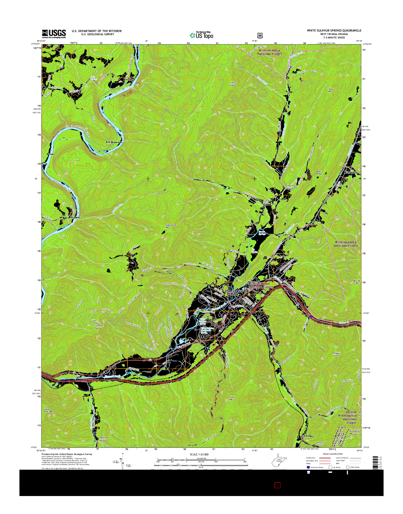 USGS US TOPO 7.5-MINUTE MAP FOR WHITE SULPHUR SPRINGS, WV-VA 2016