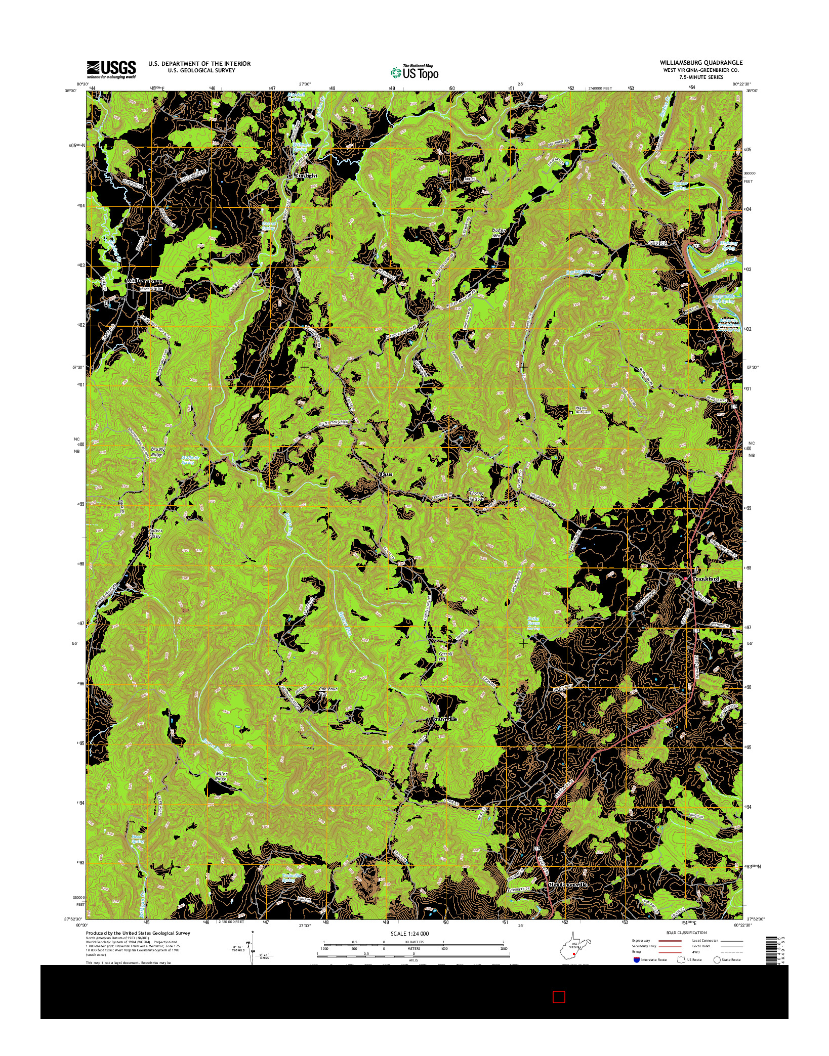 USGS US TOPO 7.5-MINUTE MAP FOR WILLIAMSBURG, WV 2016