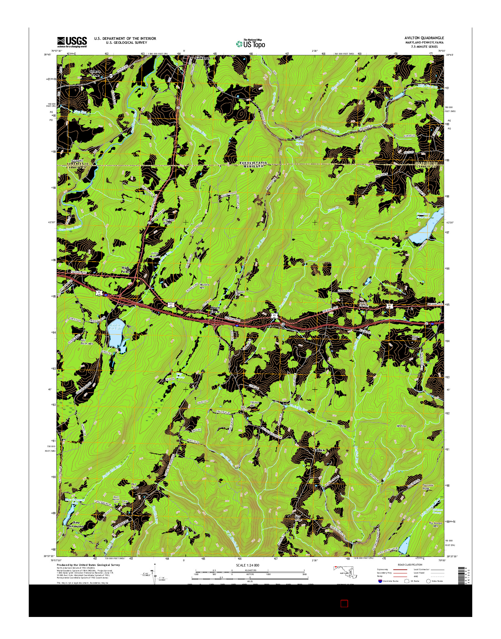 USGS US TOPO 7.5-MINUTE MAP FOR AVILTON, MD-PA 2016
